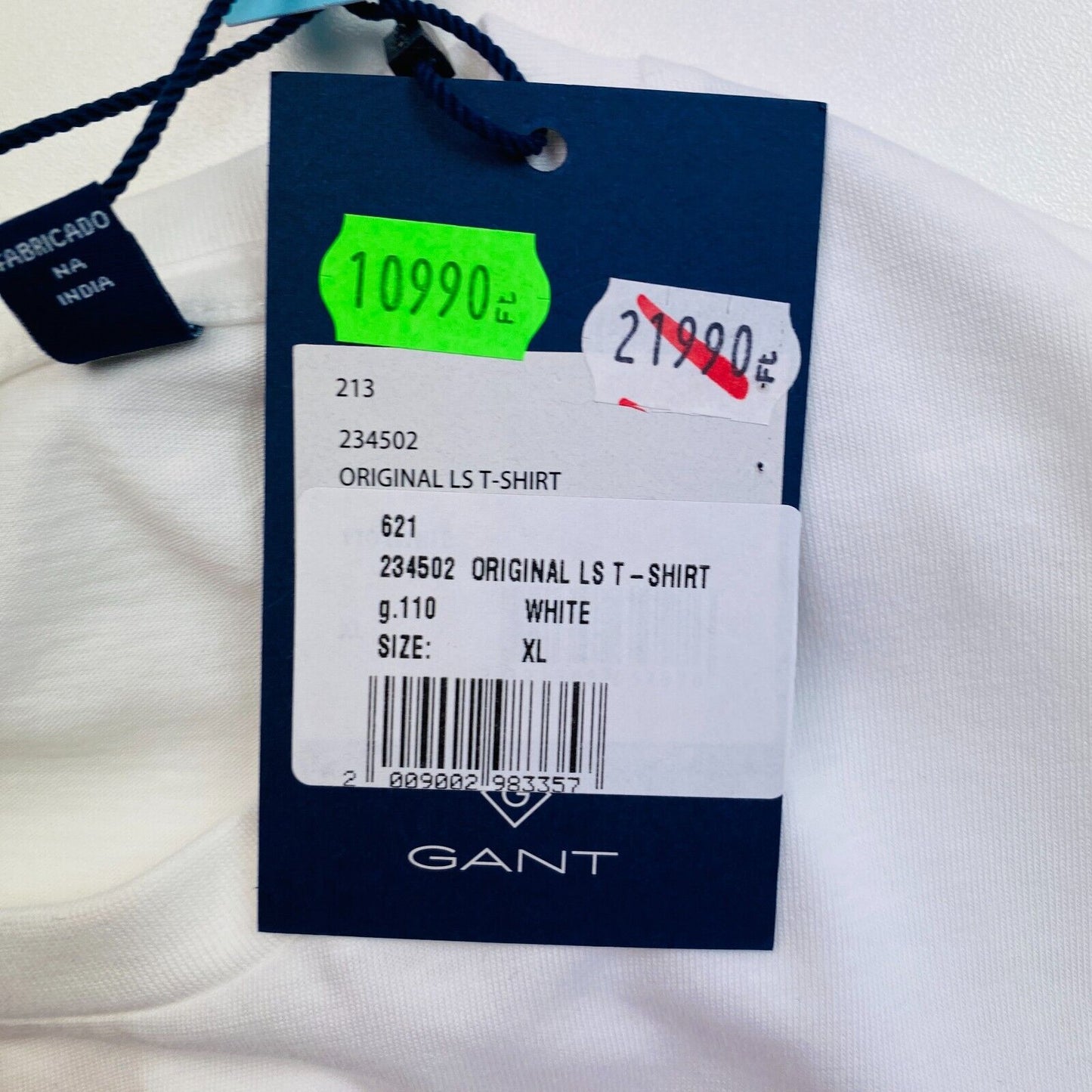 GANT White Original Long Sleeves Crew Neck T-Shirt Size XL