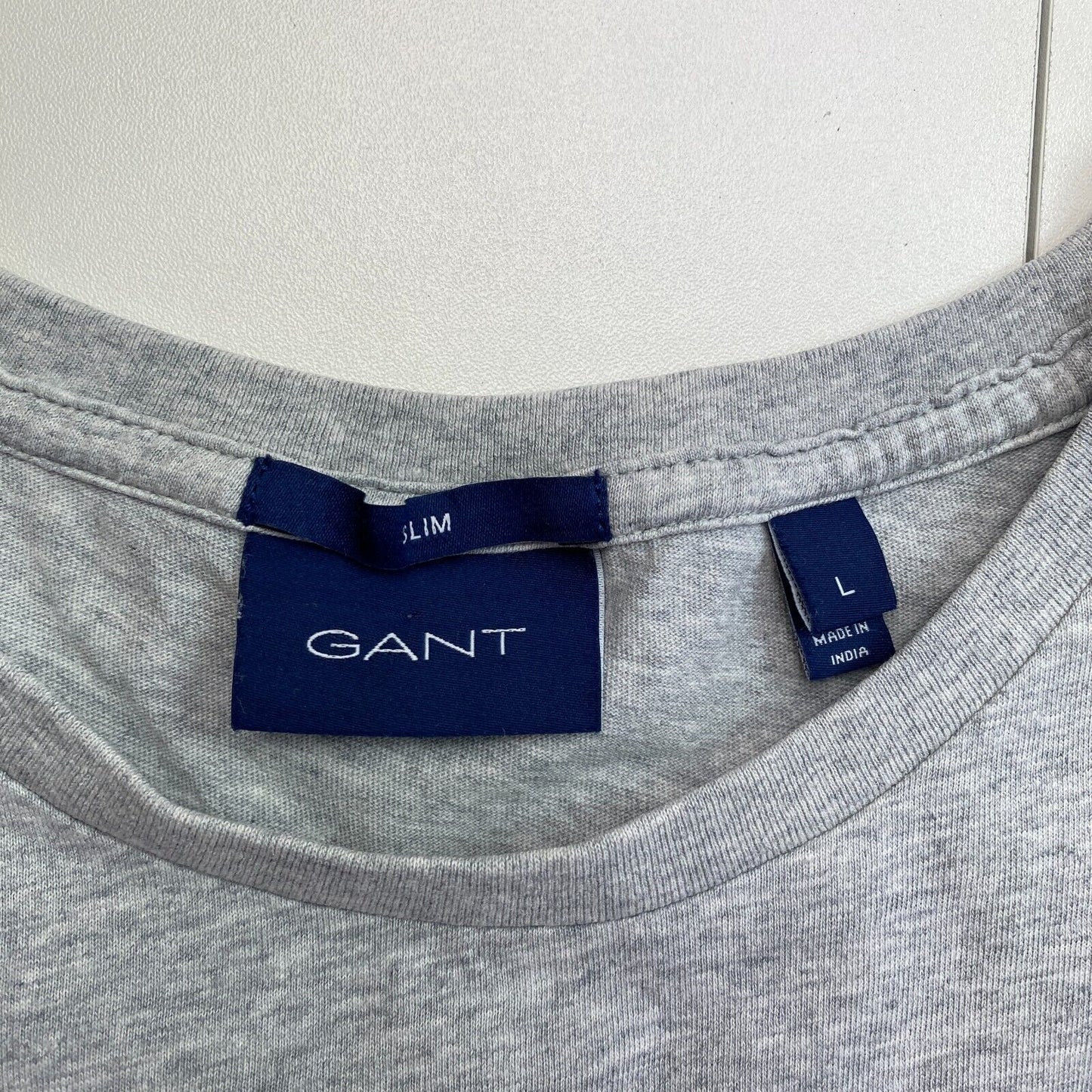 GANT Men Grey Original Slim Fit Crew Neck Short Sleeves T Shirt Size L