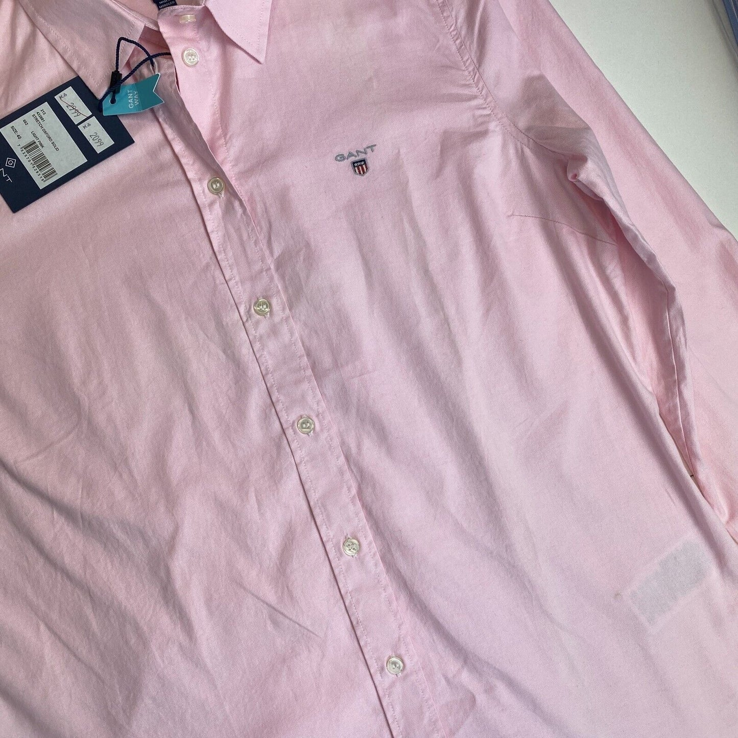 GANT Pink Stretch Oxford Solid Hemd Größe EU 40 UK 12 US 10