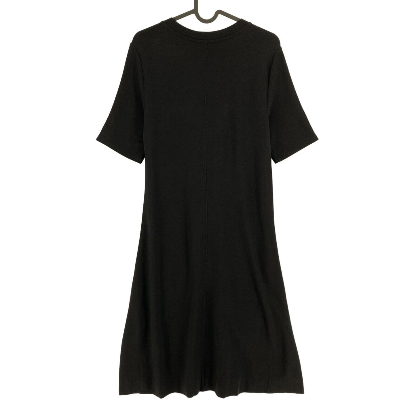 GANT – Schwarzes Jersey-Kleid mit Rundhalsausschnitt und ausgestelltem A-Linien-Kleid, Größe S