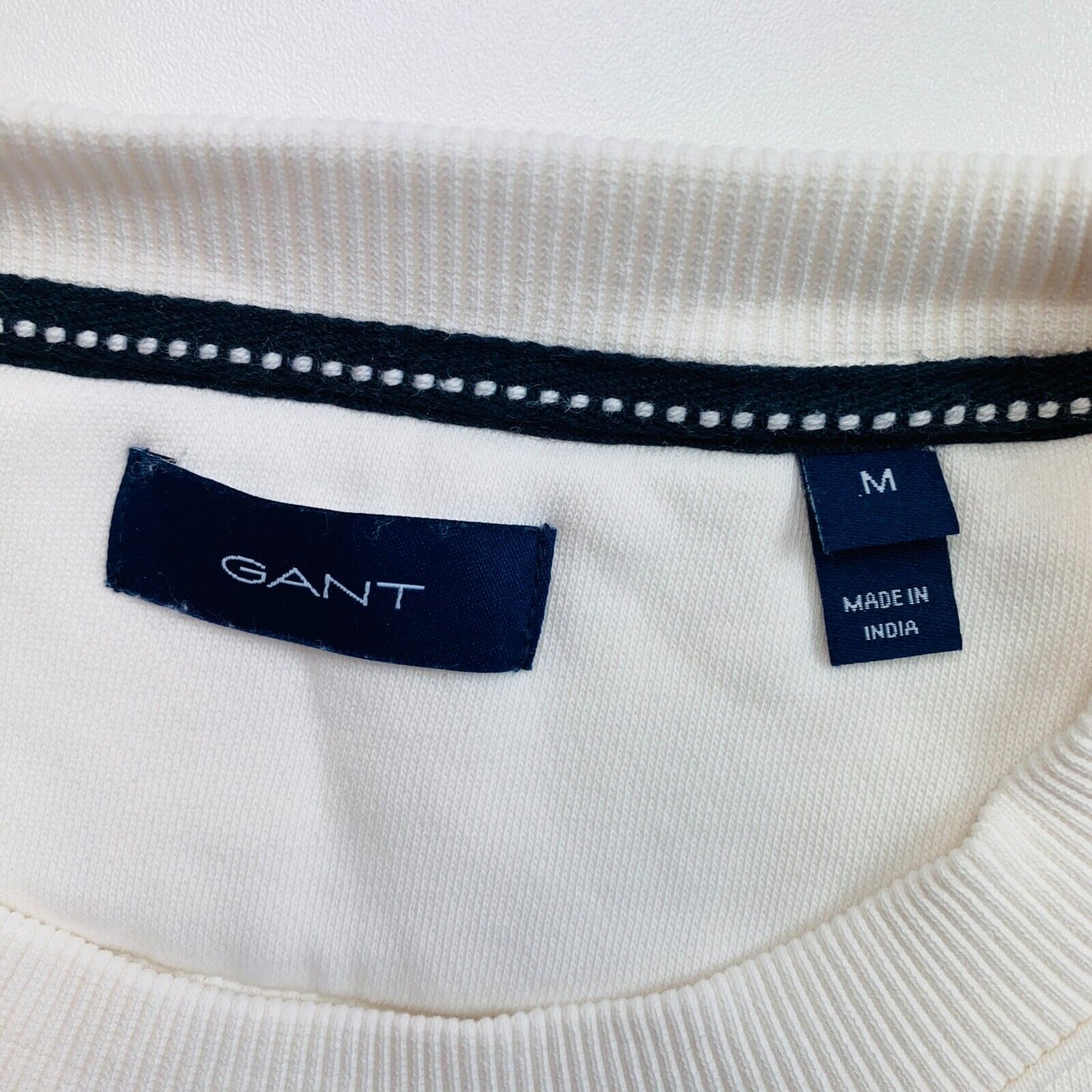 GANT White Retro Logo Crew Neck Jumper Sweater Size M