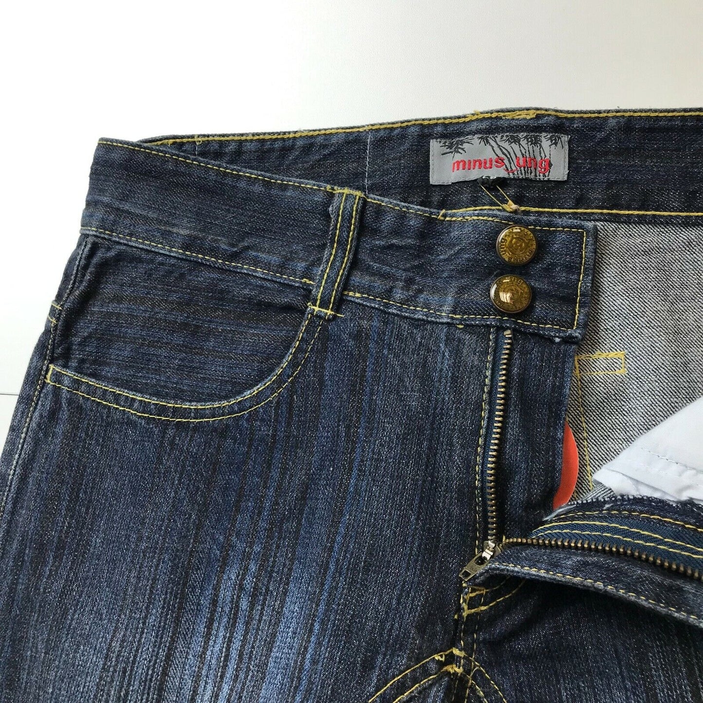 MINUS_UNG Women Dark Blue Regular Straight Fit Jeans Size W28 Made In Korea