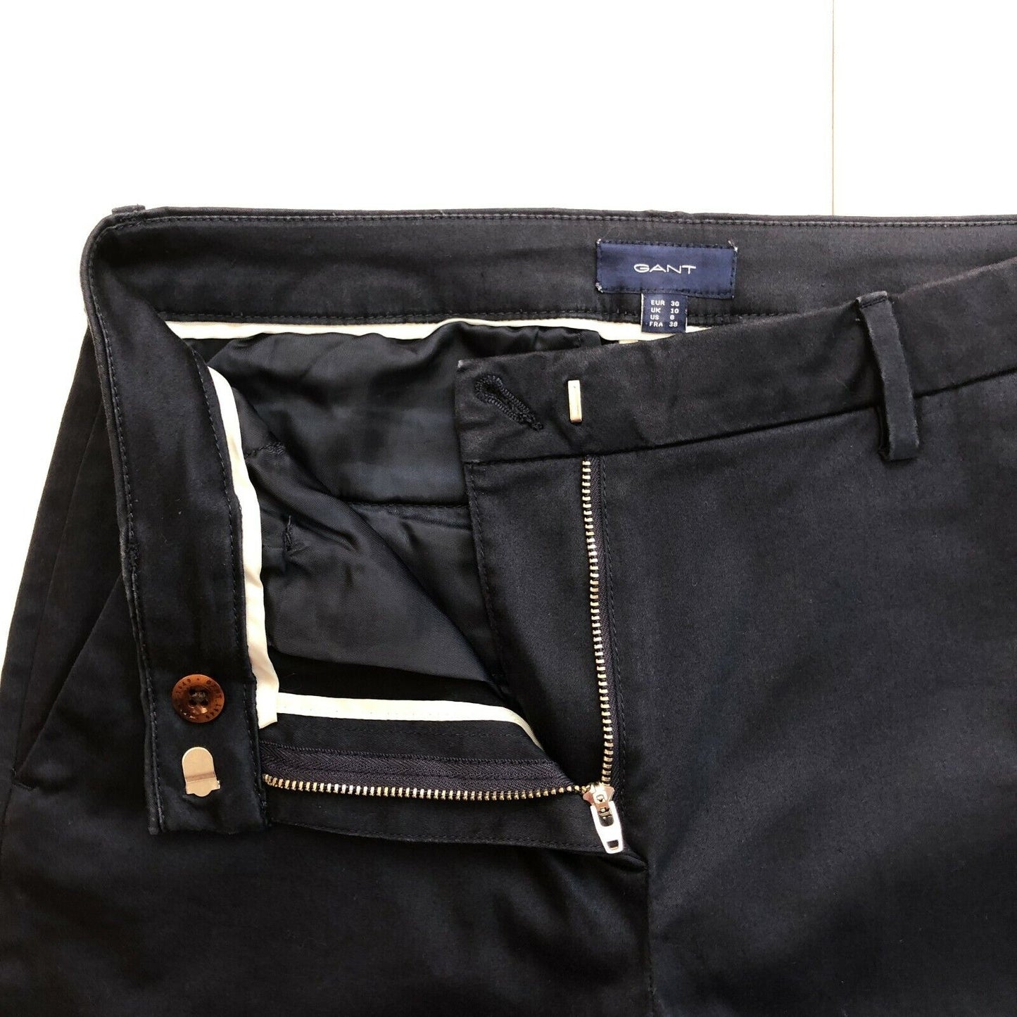 GANT Navy Blue Tech Prep Satin Slack Pants Trousers Size EU 36 UK 10 US 6