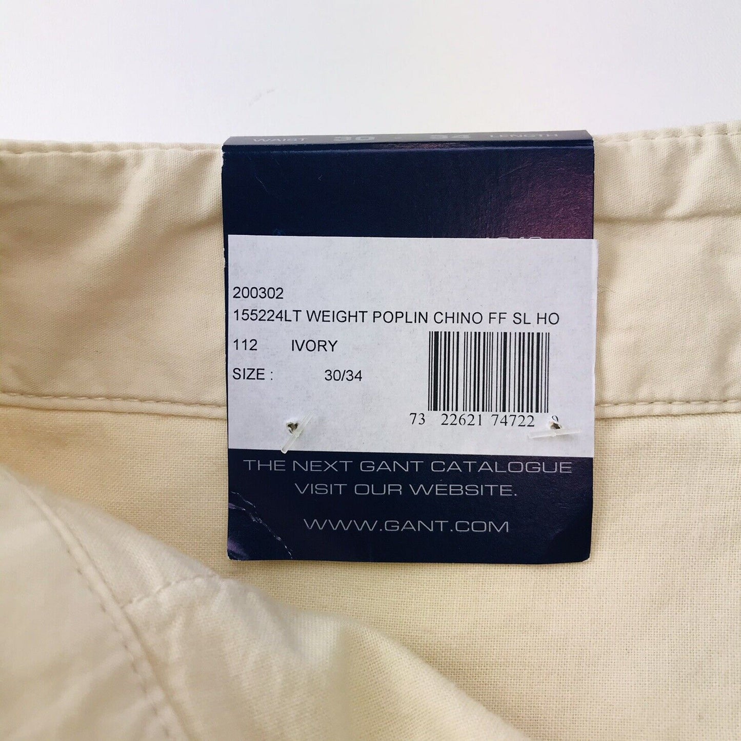 GANT Ivoire Regular Straight Fit Pantalon Chino Léger Pantalon W30 L34