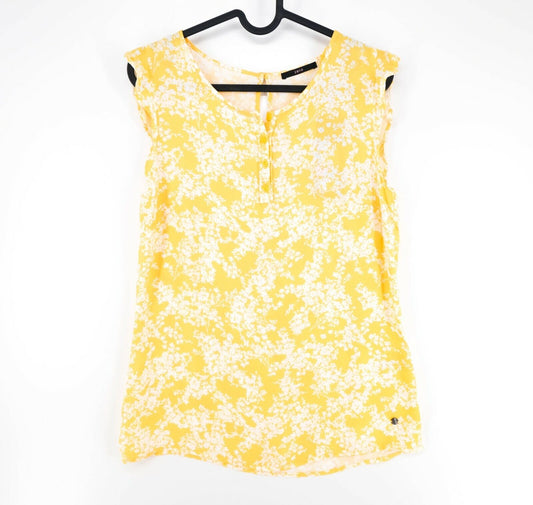 ZERO Yellow Floral Print Blouse T Shirt Size 34