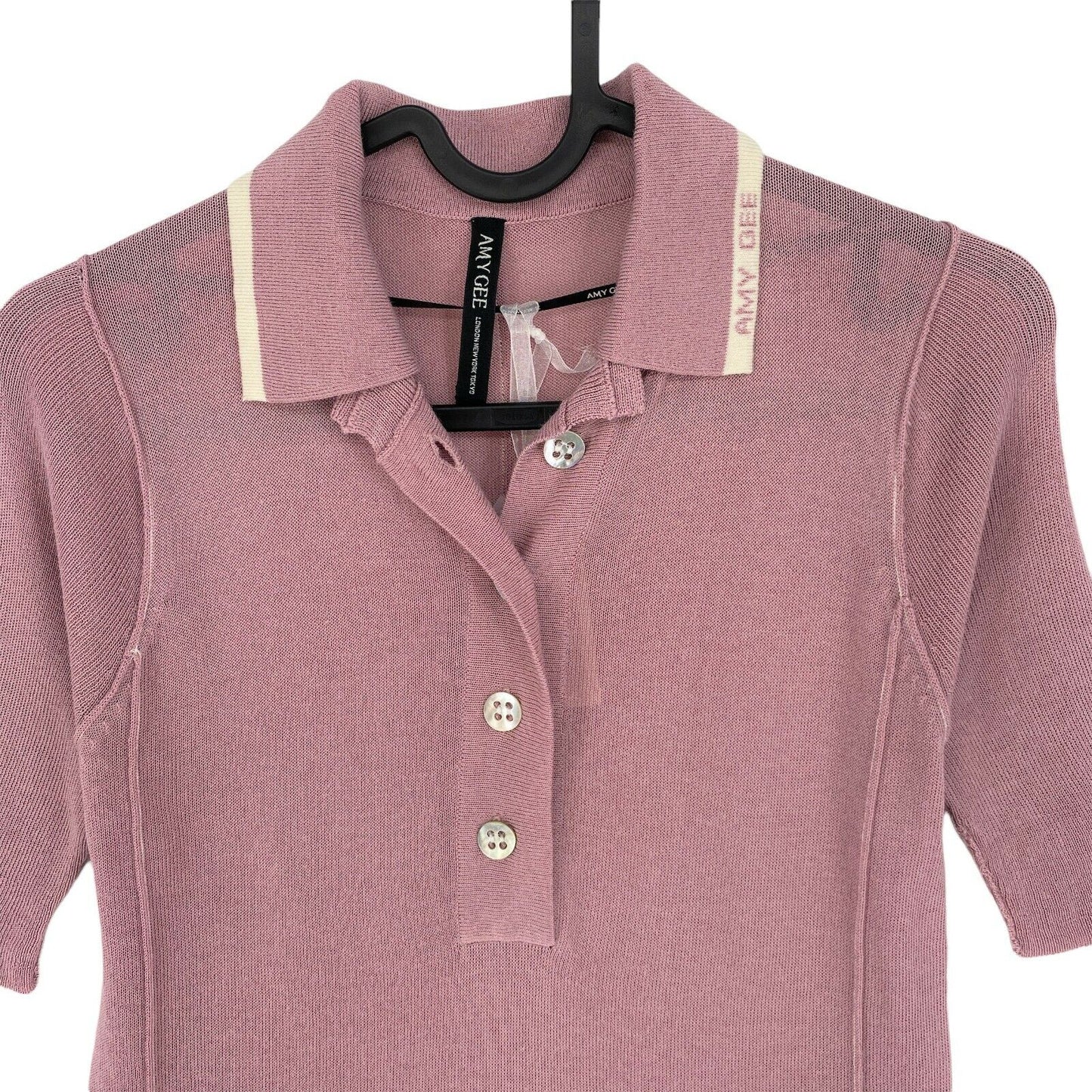 AMY GEE Pink Polo Neck T Shirt Size XS S