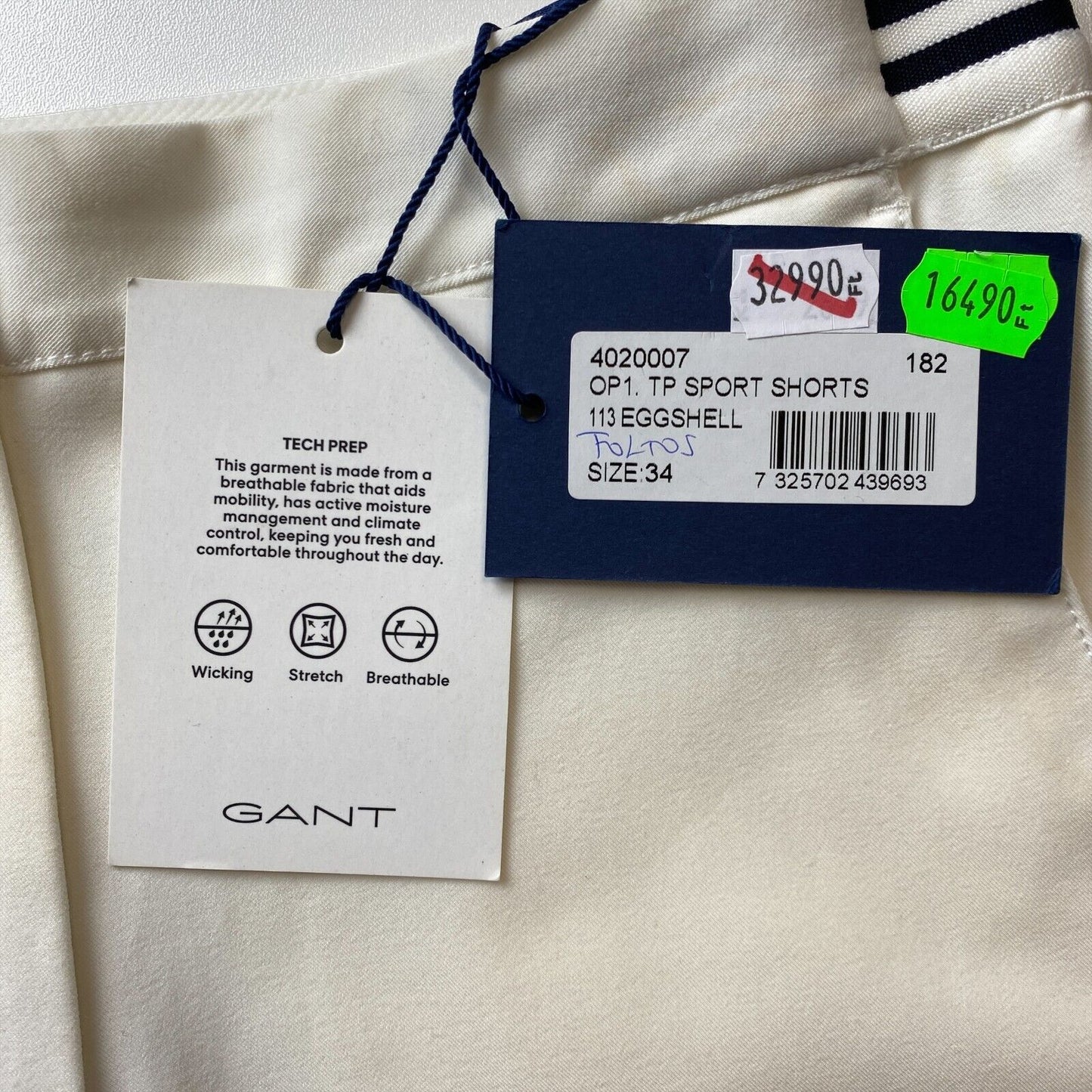 GANT Women Cream White Regular Fit Sport Activewear Shorts EUR 34 UK 8 US 4 W27