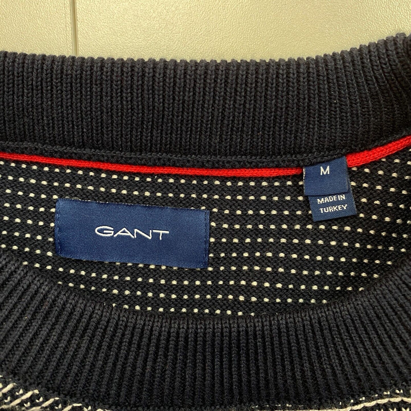 GANT Navy Blue Light Texture Crew Neck Sweater Pullover Size M