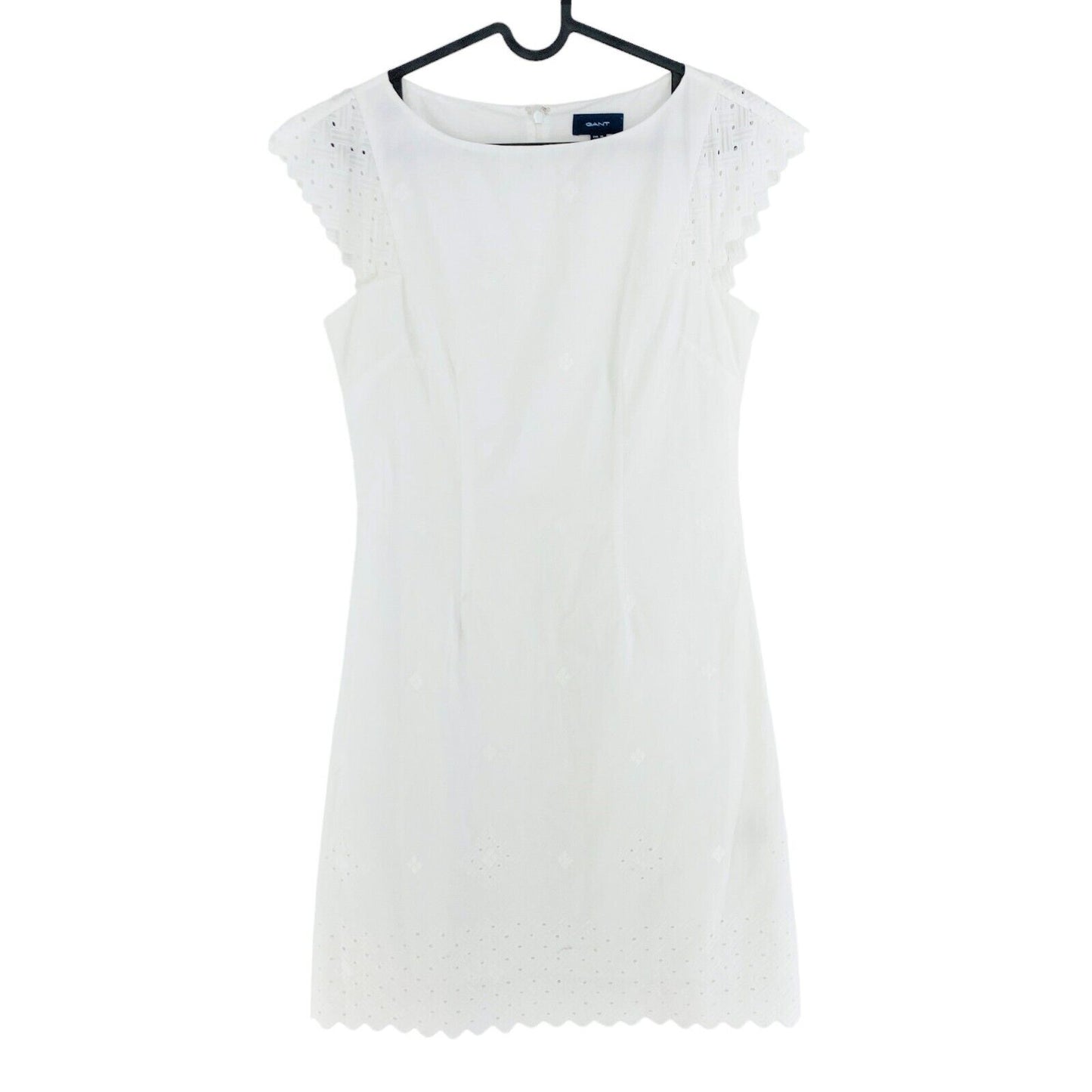 GANT Weißes Kleid mit Broderie Anglaise, Größe EU 36, UK 10, US 6