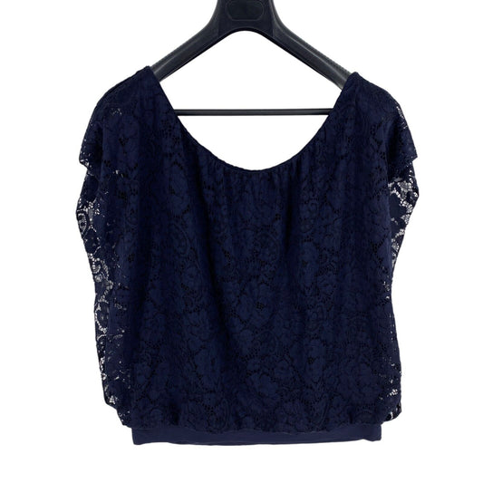 LOLA LIZA Women Navy Blue Lace Blouse Size EU 46 UK 18 US 16