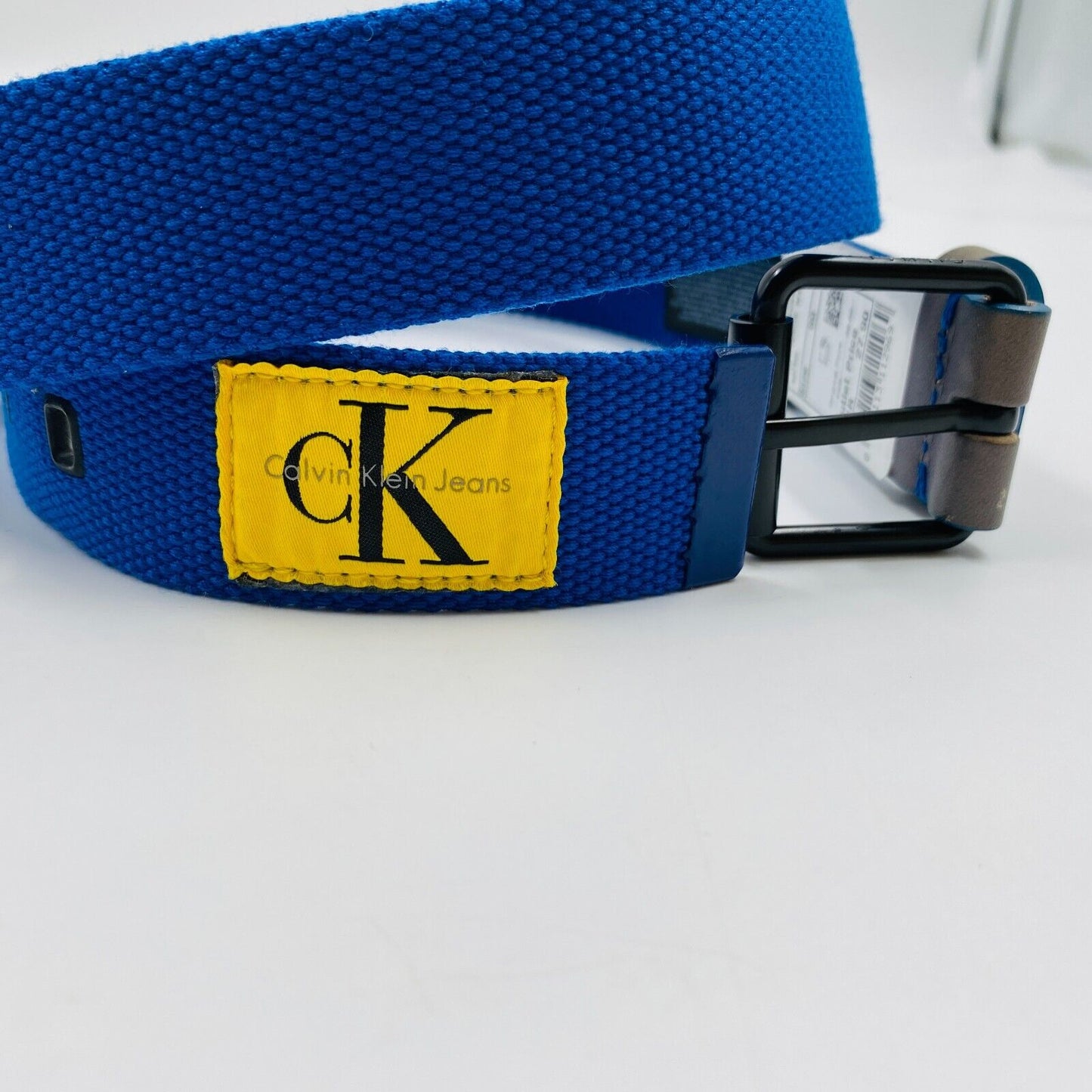 Calvin Klein Mens Blue Classic Braided Belt Size 90 cm.