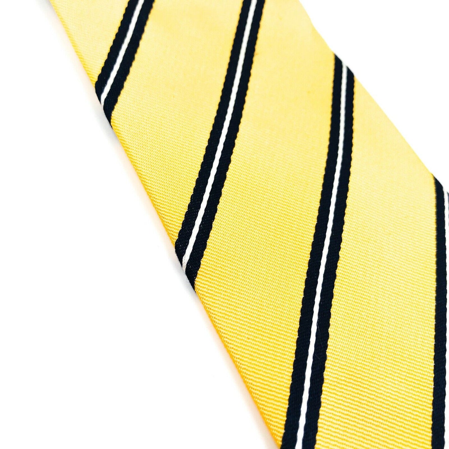 GANT Light Yellow Double Stripe 100% Silk Handsewn Tie Made In Italy