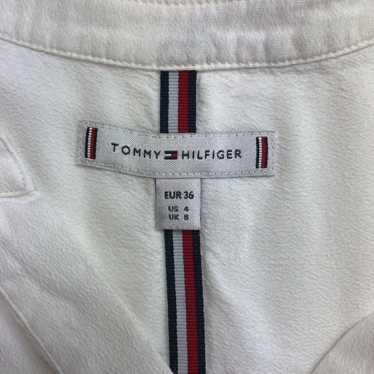 TOMMY HILFIGER White V Neck Long Sleeves T Shirt Size EU 36 UK 8 US 4