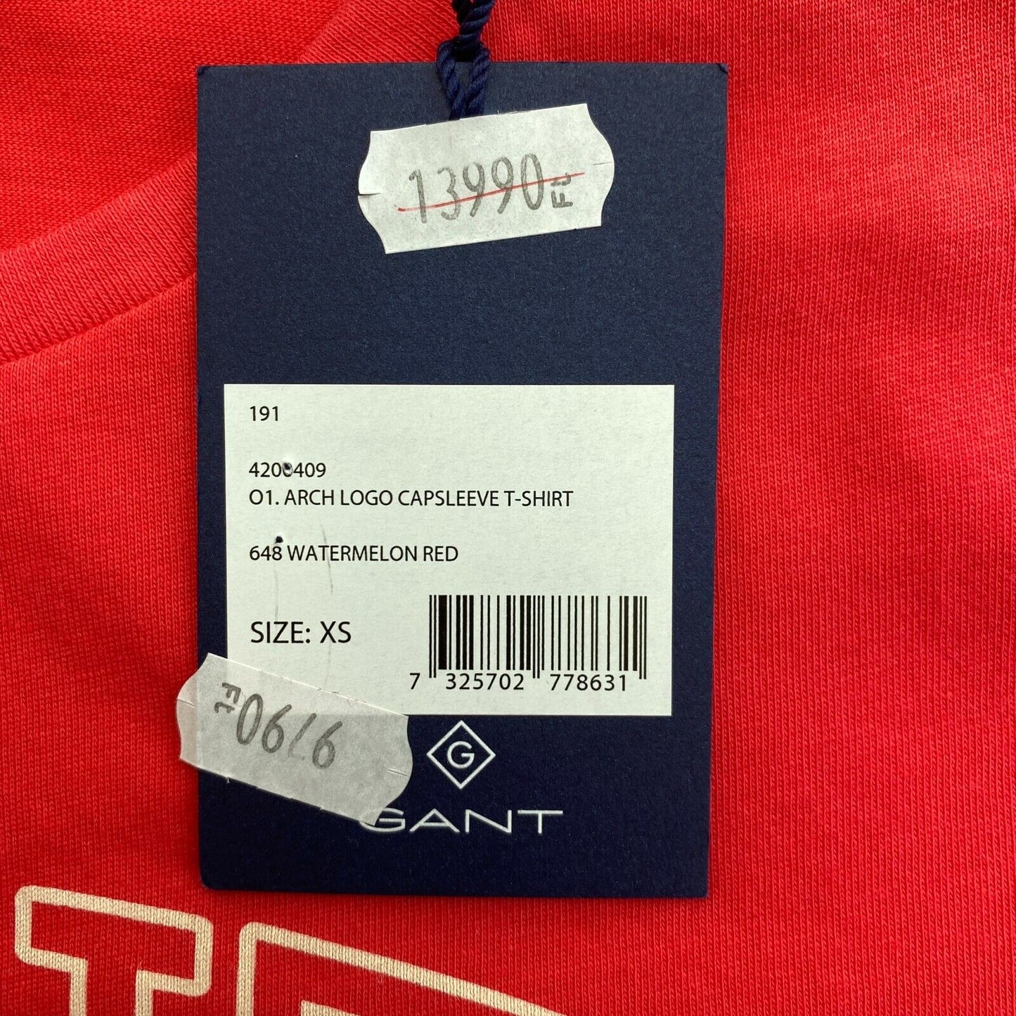 GANT Red Arch Logo Crew Neck T Shirt Size XS