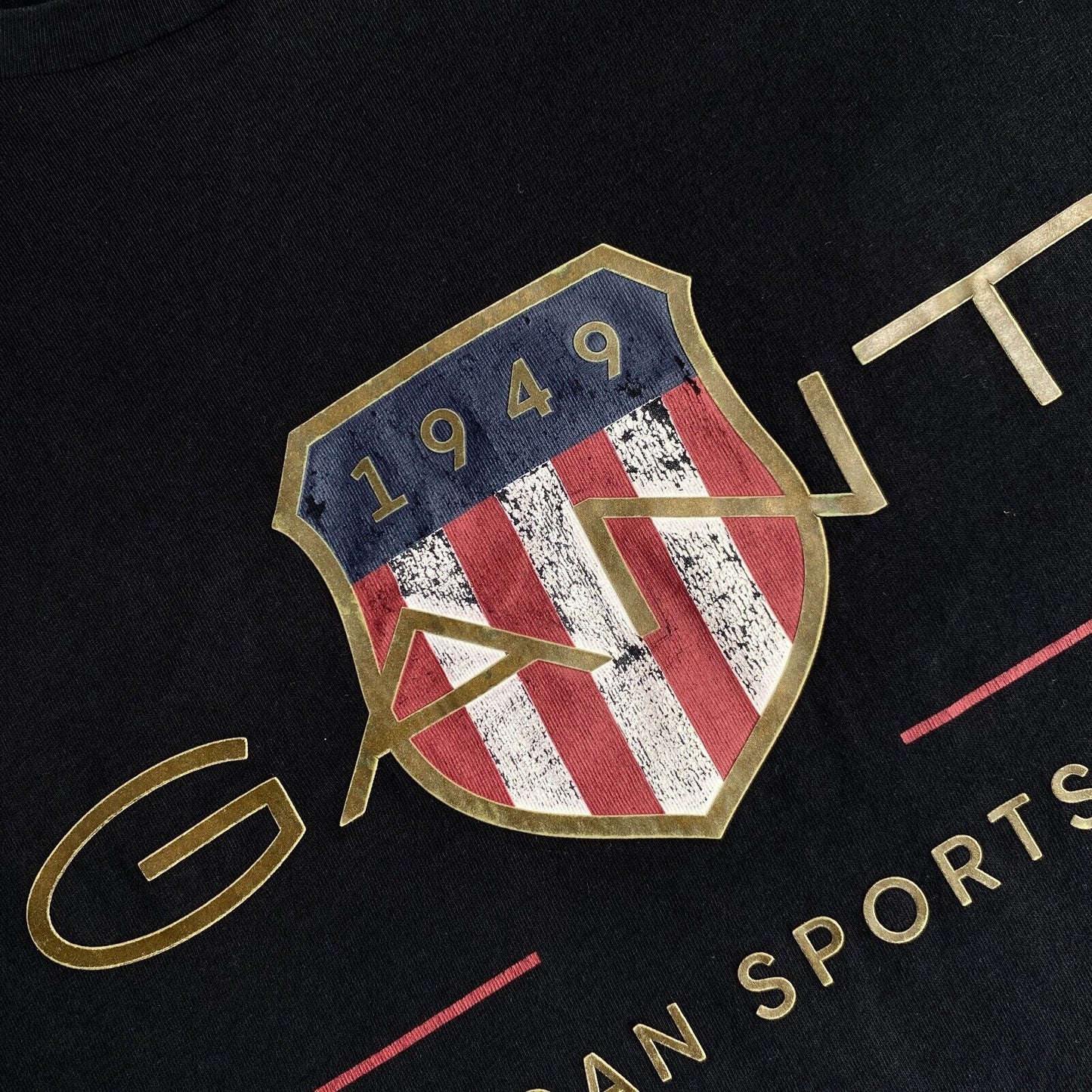 GANT Black Archive Shield Crew Neck Short Sleeves T Shirt Size L