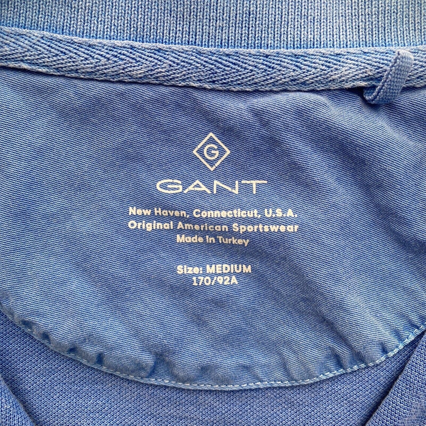 GANT Men Blue Sun Faded Pique Short Sleeves Polo Shirt Size M