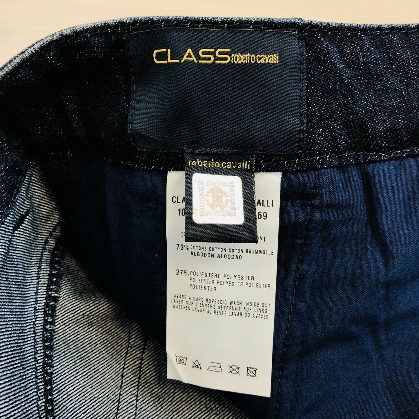 RRP $380 Roberto Cavalli Class Dark Blue Regular Jeans Size W32 / IT46 / UK14