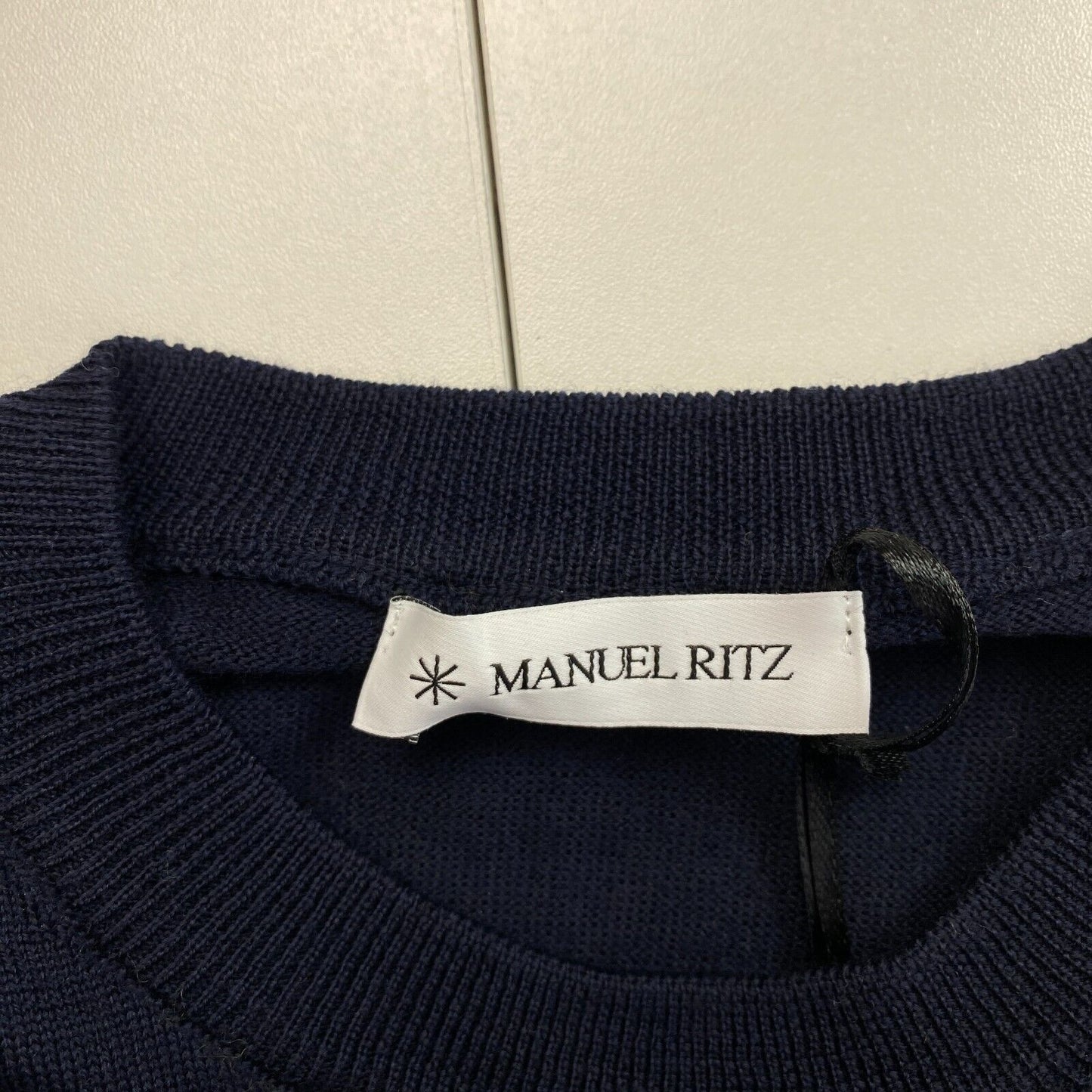 MANUEL RITZ Men Navy Blue Crew Neck Sweater Pullover Size S