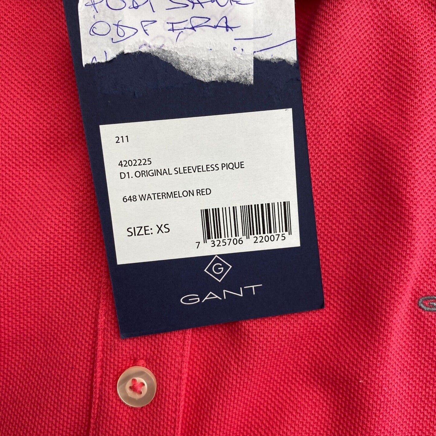 GANT Red Original Sleeveless Pique Polo Shirt Size XS