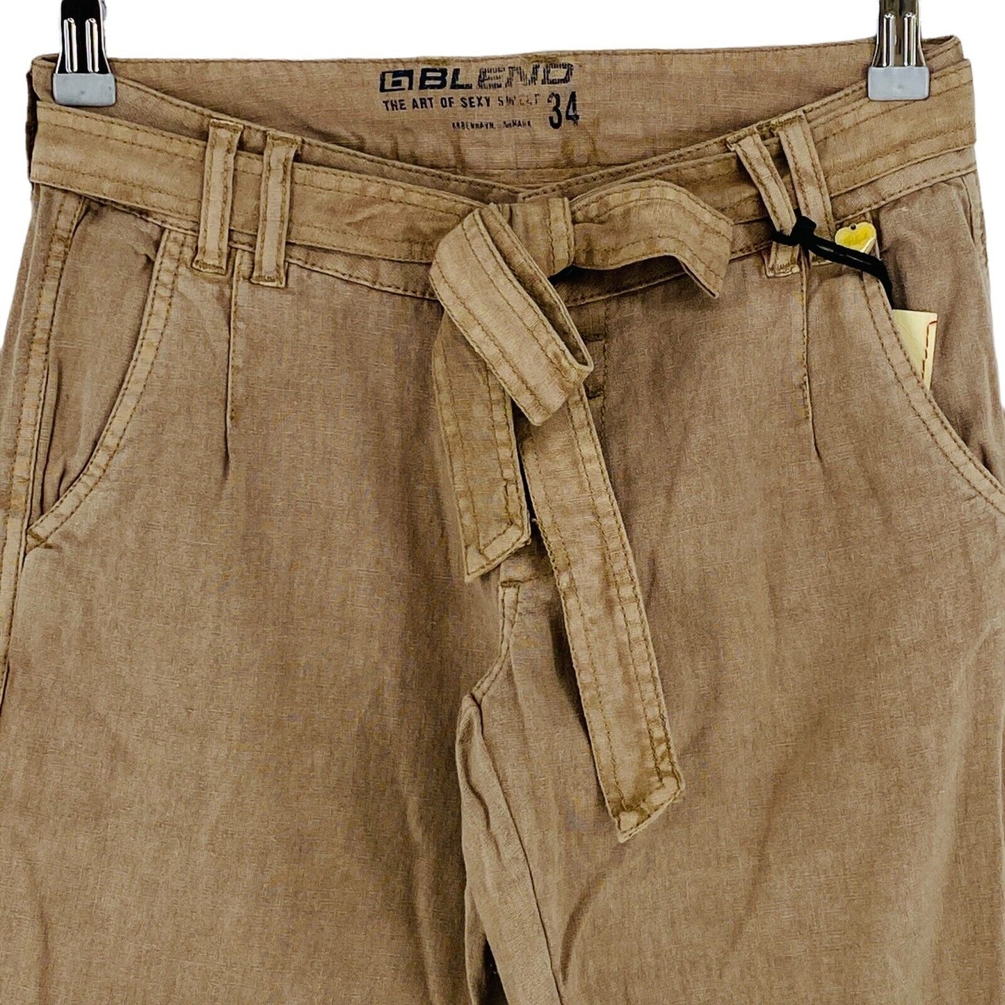 BLEND Light Brown Linen Blend Pants Trousers Size 34 W27 L32 36 W28 L32