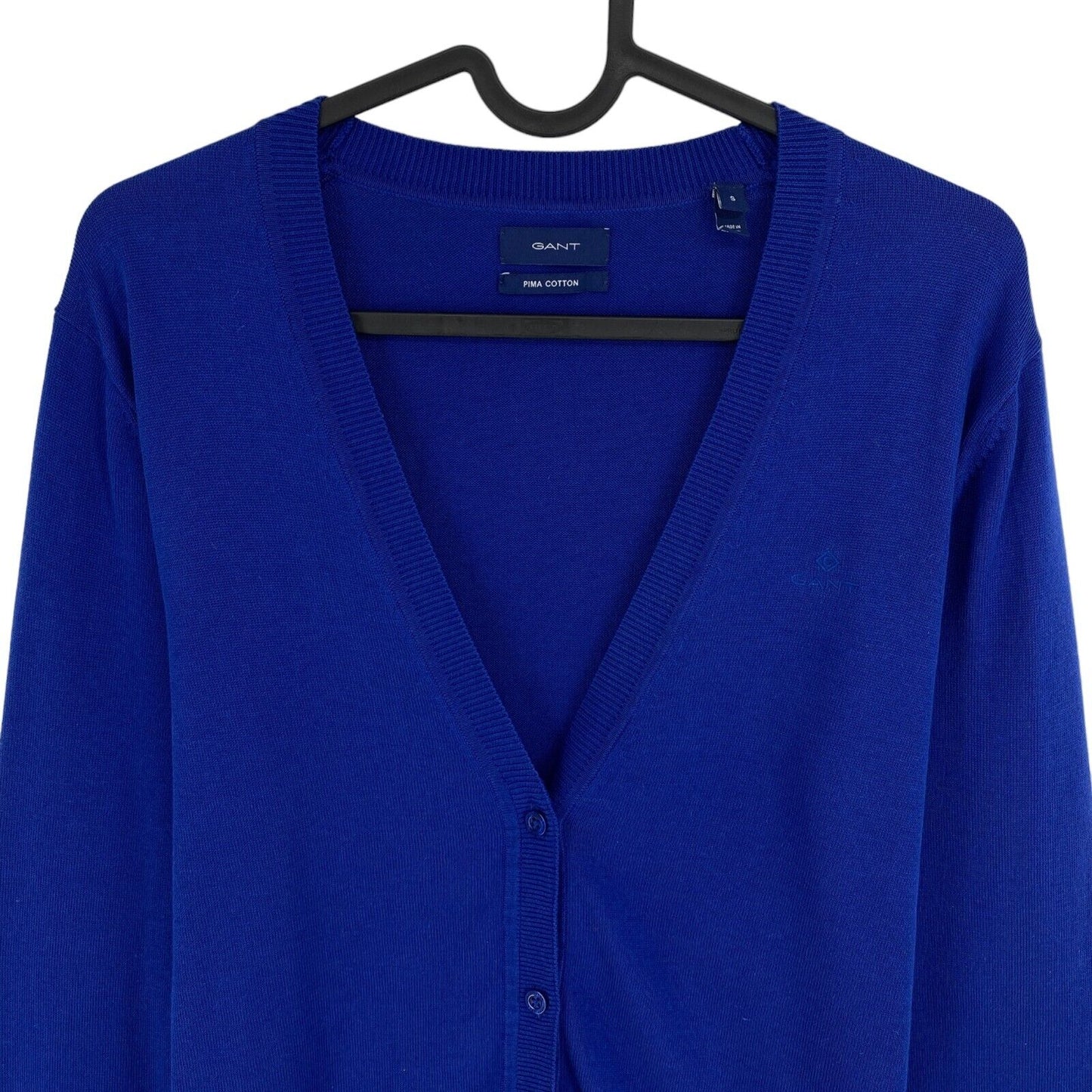 GANT Marineblauer Cardigan aus Pima-Baumwolle mit V-Ausschnitt, Größe S