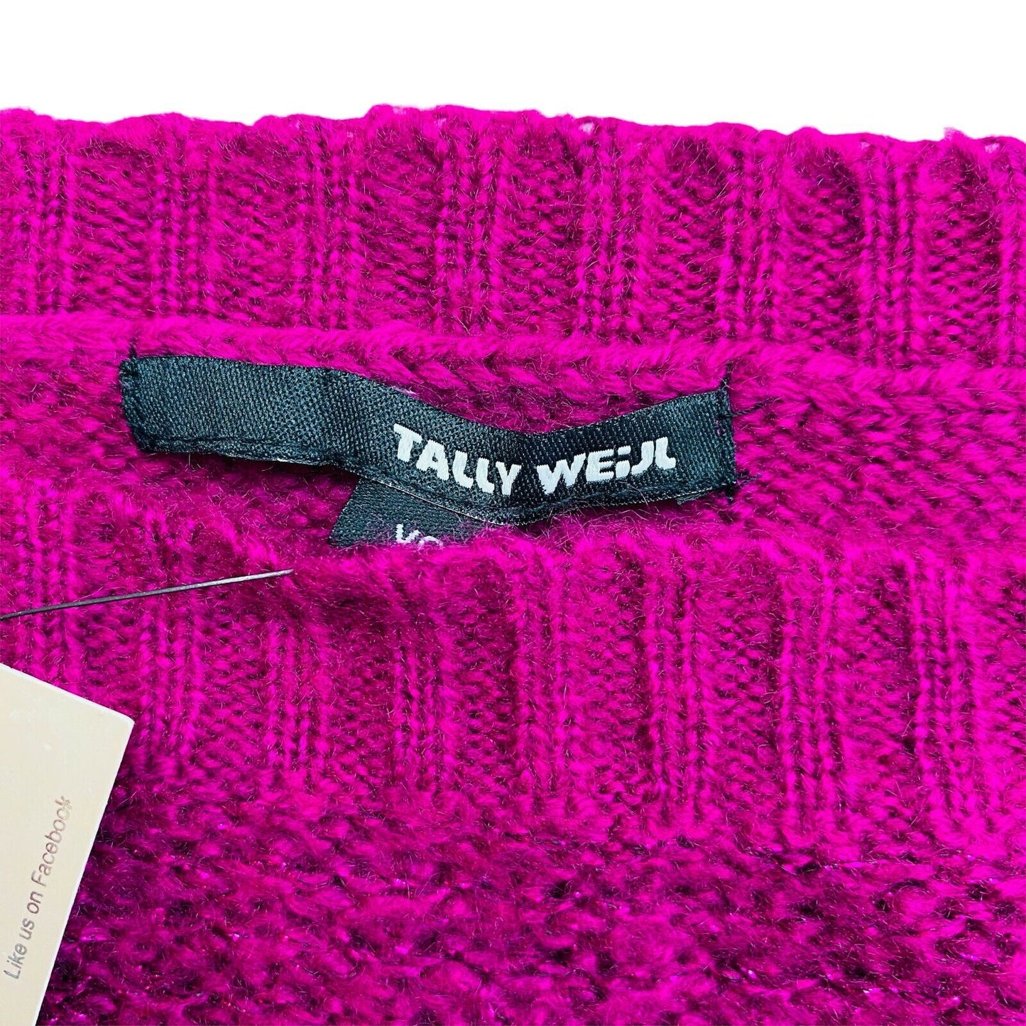 TALLY WEIJL Dark Pink Crew Neck Sweater Jumper Size 2XS XS