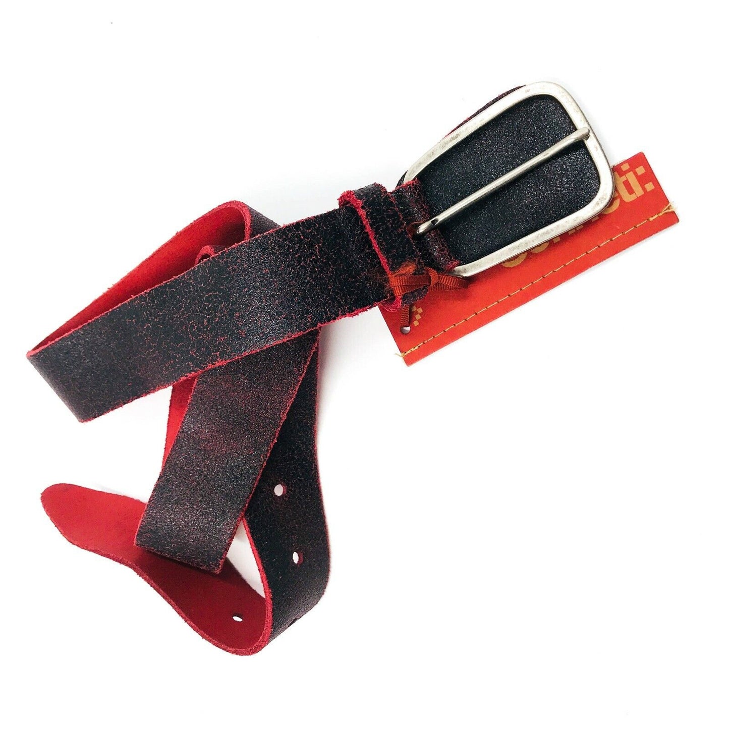 Sonneti Ceinture en cuir rouge noir de haute qualité Taille 34 po.