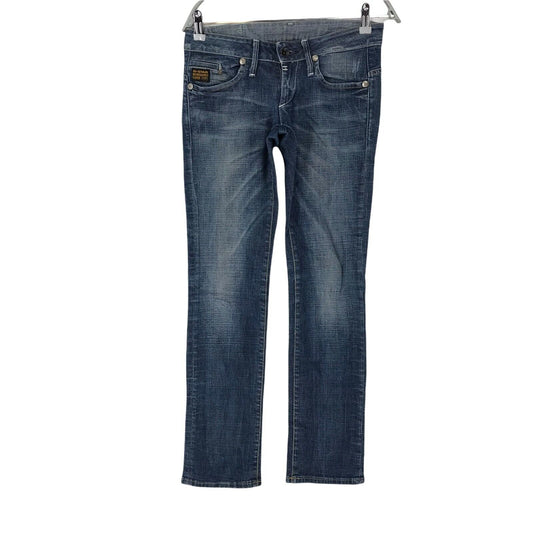 G-STAR RAW MIDGE Femme Bleu Regular Straight Fit Jeans W27 L32 Fabriqué en Italie