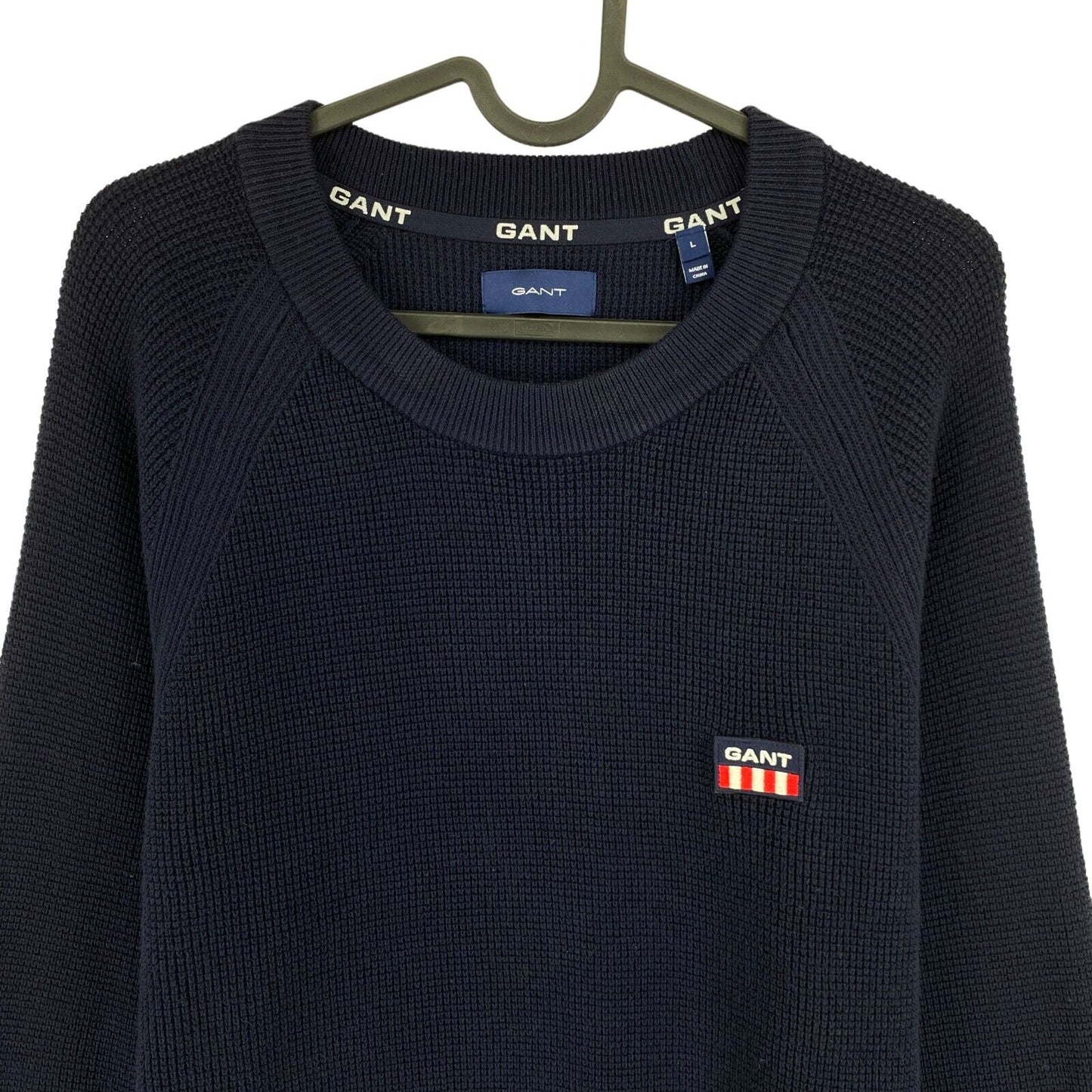 GANT Navy Blue Tag Cotton Wool Crew Neck Sweater Jumper Size L