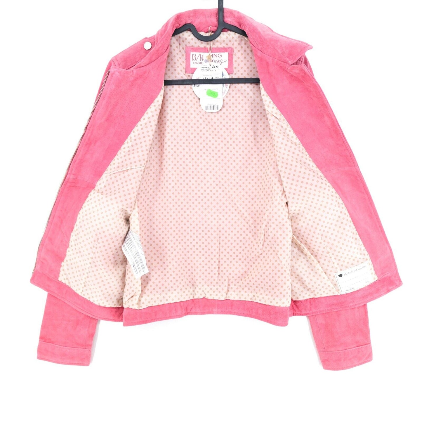 MNG Bikerjacke aus Leder für Mädchen, Rosa, Größe 13–14 Jahre, 164 cm