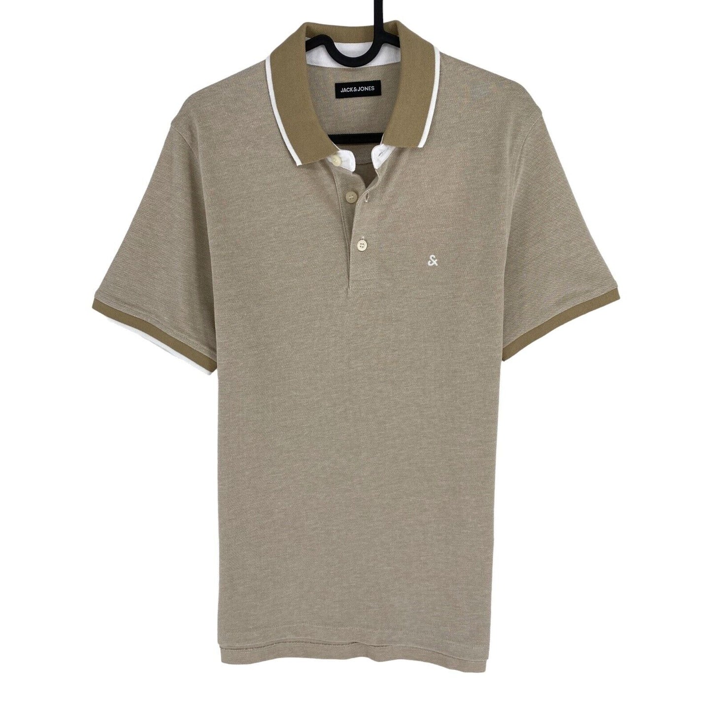 Jack&Jones Men Beige Slim Fit Short Sleeves Polo Shirt Size S