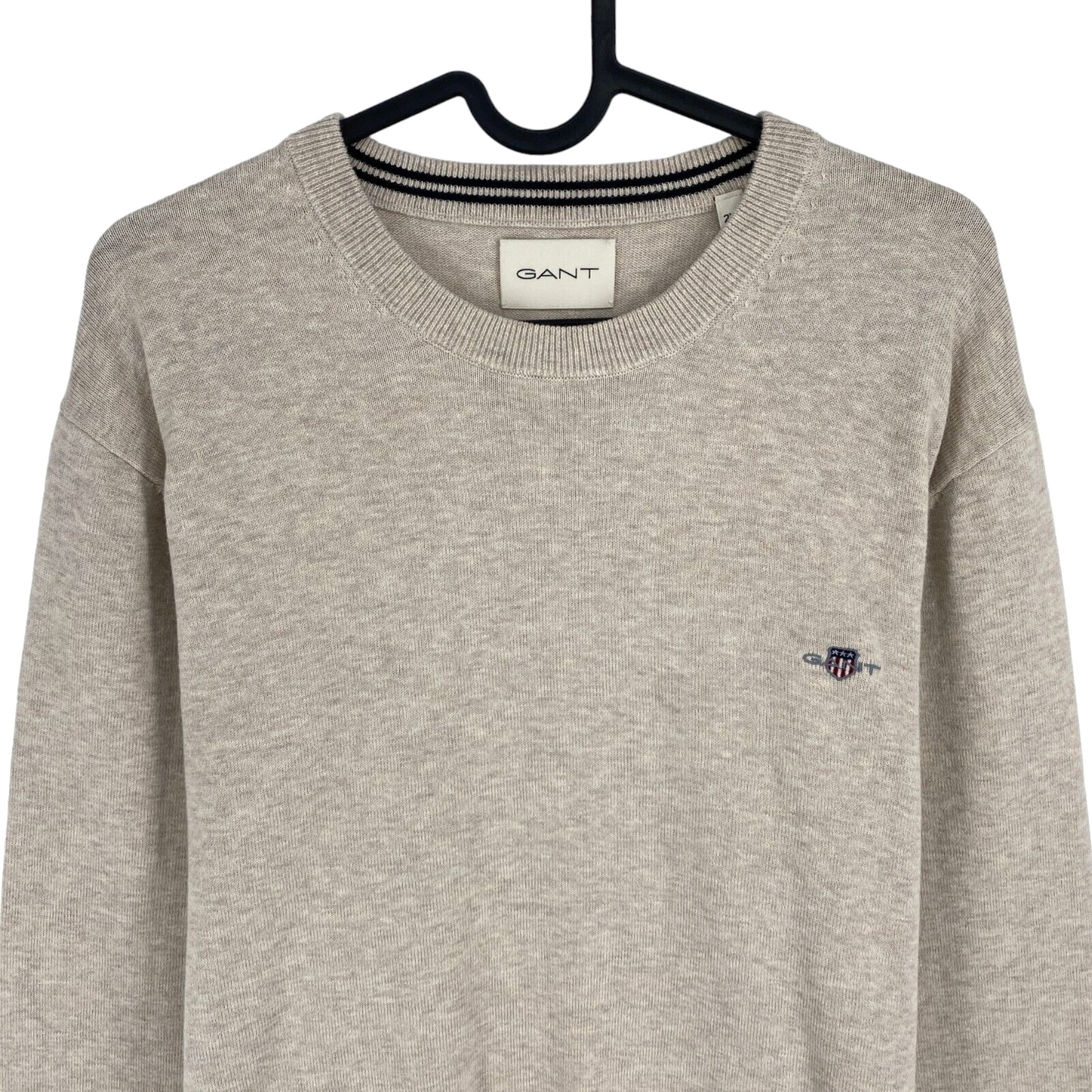 GANT Pull col rond en coton beige Taille 2XL XXL