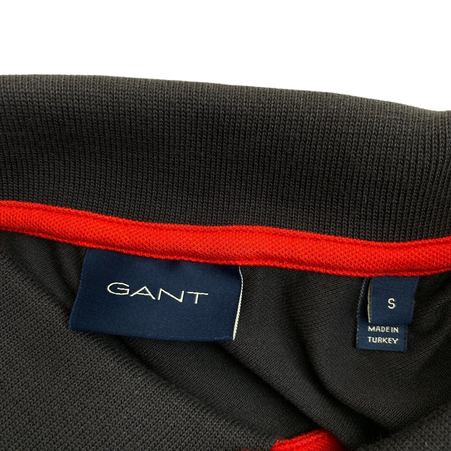 GANT, Marineblaues Piqué-Poloshirt mit kontrastierendem Kragen, Größe S