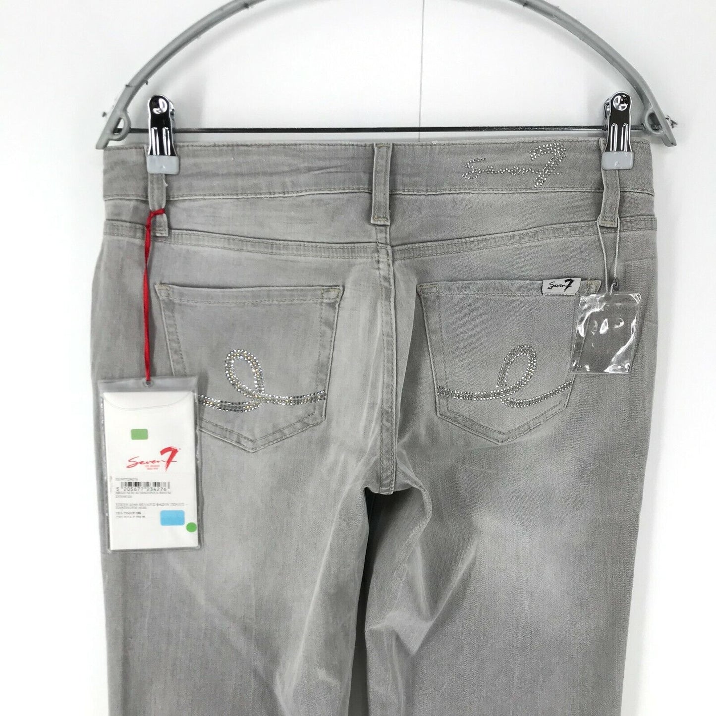 Seven7 Damen Jeans, mittlere Leibhöhe, gerade Passform, Grau, Größe W28