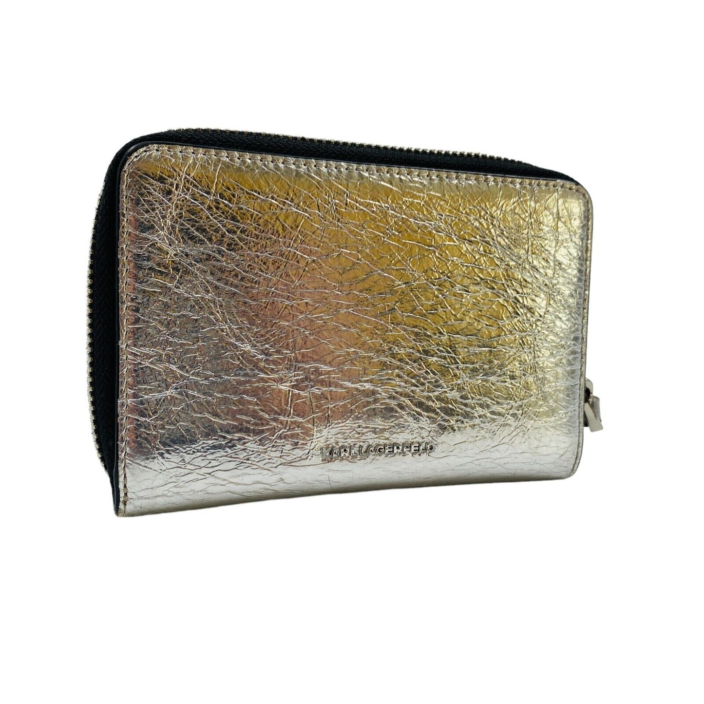 Karl Lagerfeld Silver Women Zip Around Leather Wallet