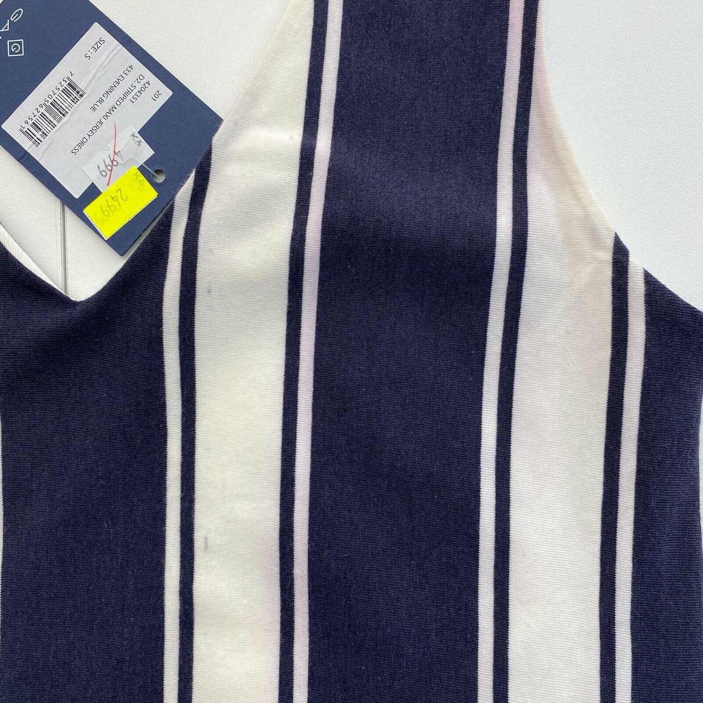 GANT Navy Blue Striped Maxi Jersey Sleeveless Dress Size S