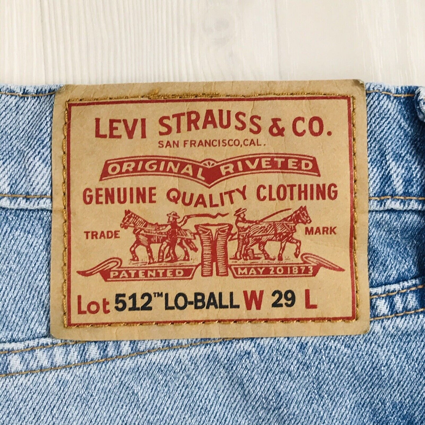 Levi's Premium 512 LO-BALL Blue Stretch Slim Tapered Fit Ripped Jeans W29 L32