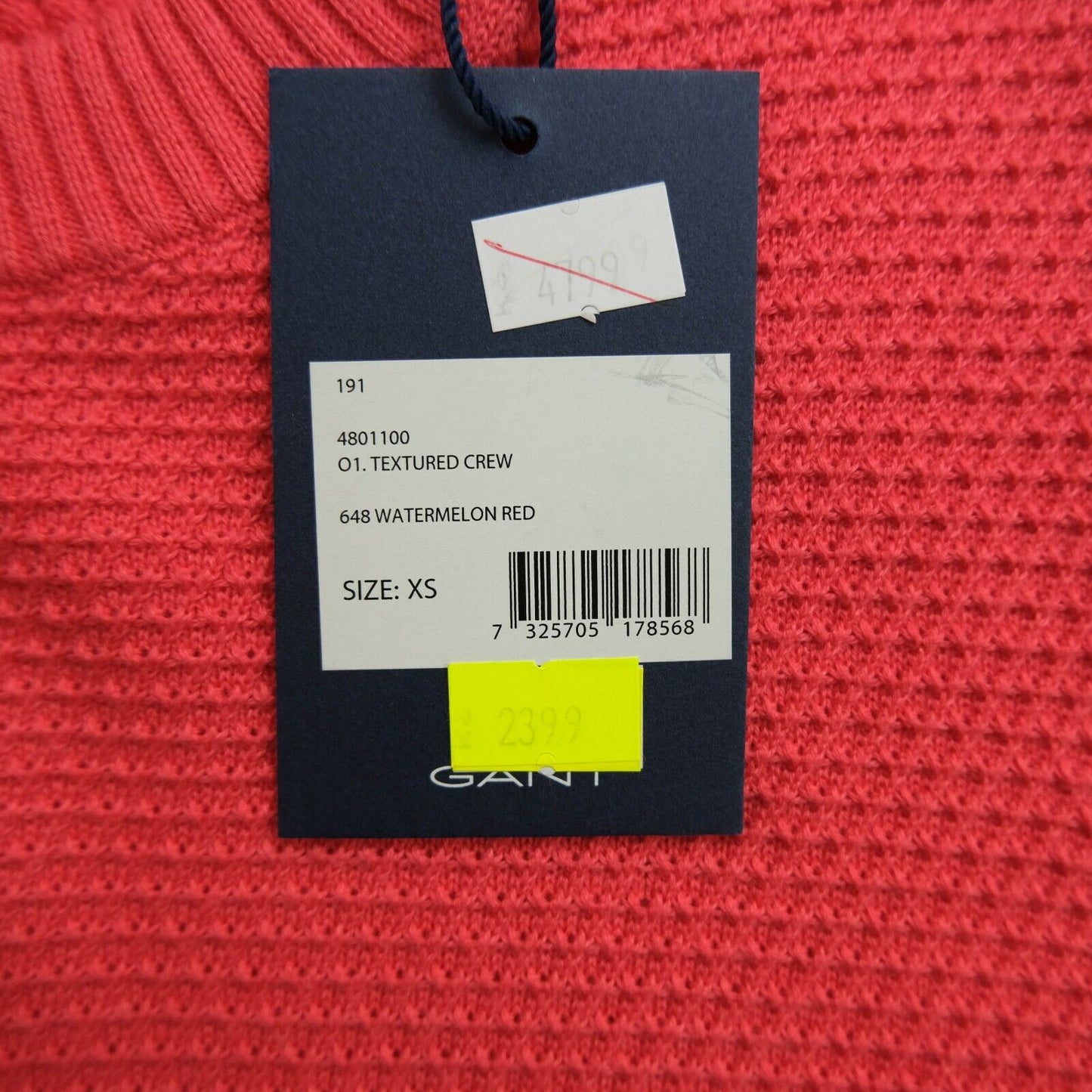 GANT Red Crew Neck Texture Sweater Jumper Size XS