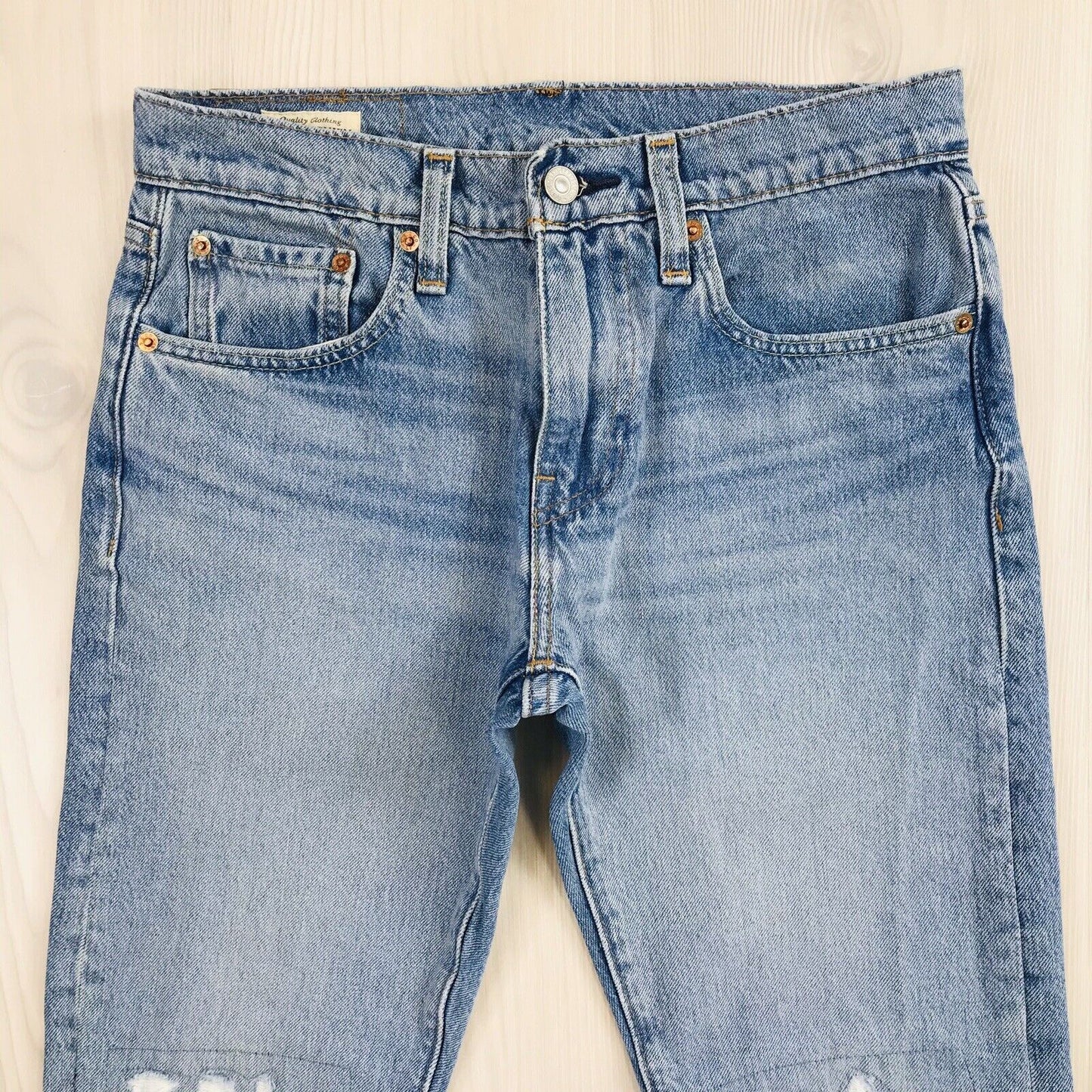 Levi's Premium 512 LO-BALL Blue Stretch Slim Tapered Fit Ripped Jeans W29 L32