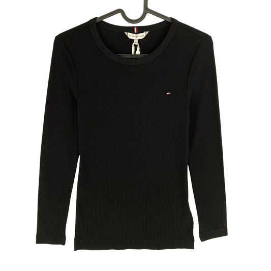 Tommy Hilfiger Women Black Ess Skinny Crew Neck Sweater Size XS