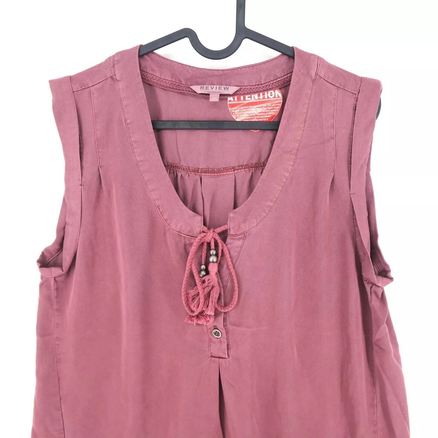 REVIEW Women Dark Pink V Neck Top Blouse Size XS