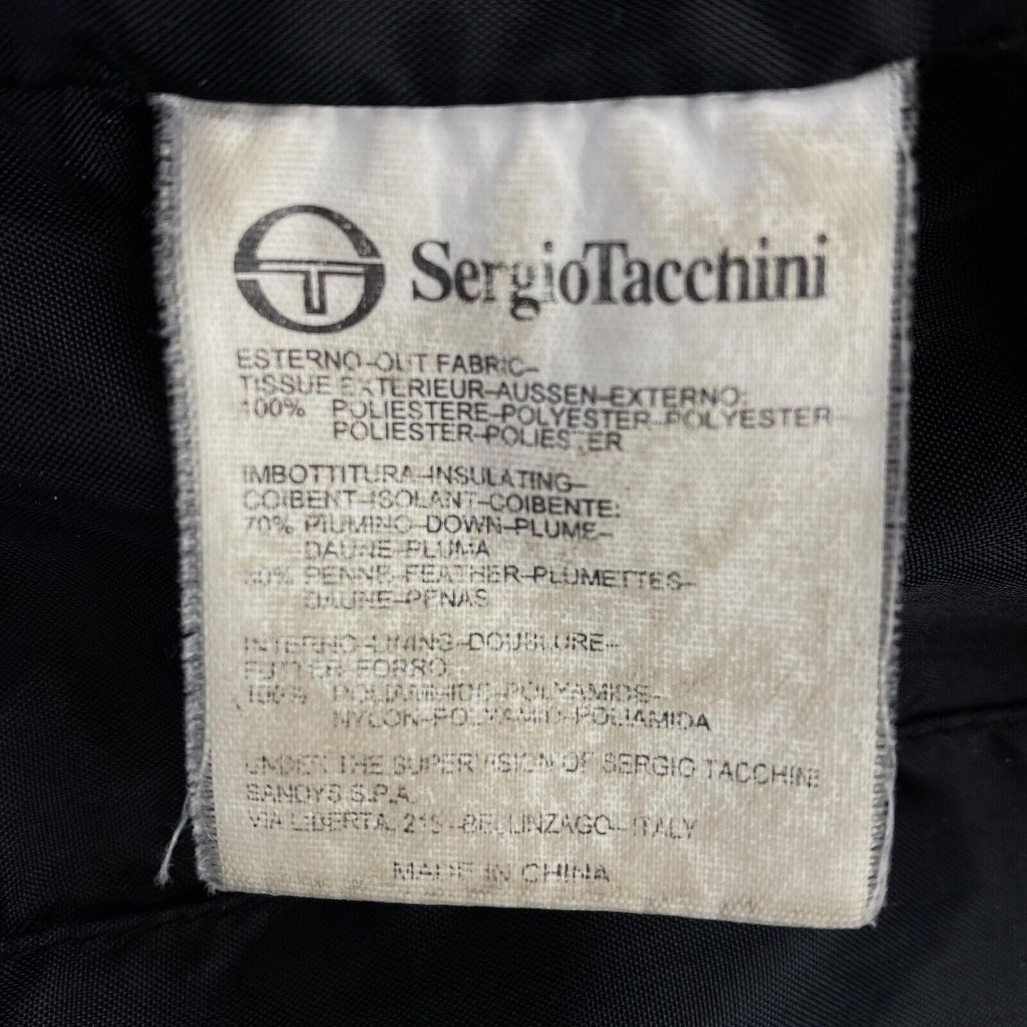 SERGIO TACCHINI Black Quilted Down Puffer Jacket Coat Size L