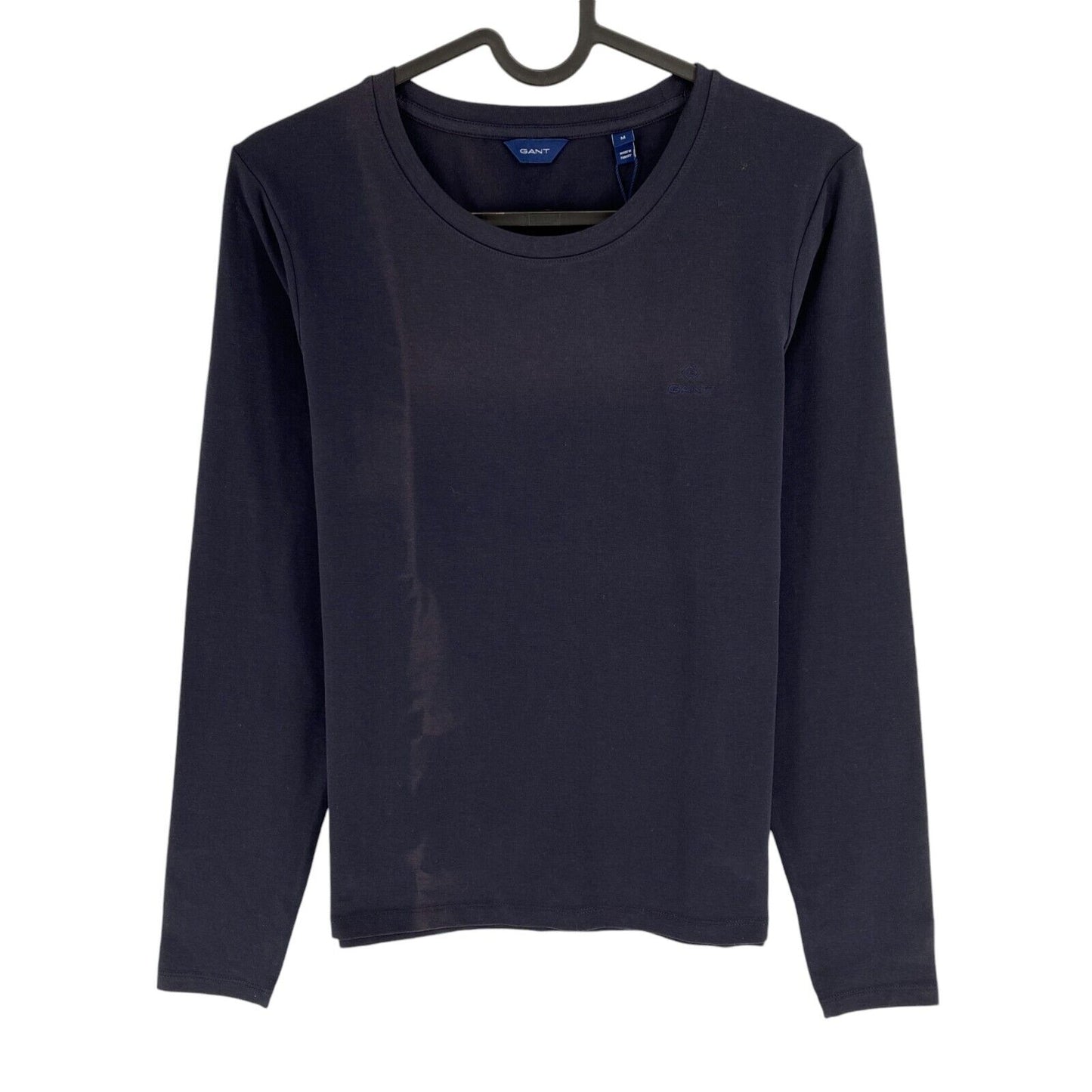 GANT Women Navy Blue CTN/ELA Crew Neck Long Sleeves T Shirt Size M