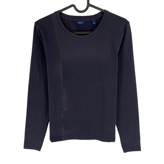 GANT Women Navy Blue CTN/ELA Crew Neck Long Sleeves T Shirt Size M