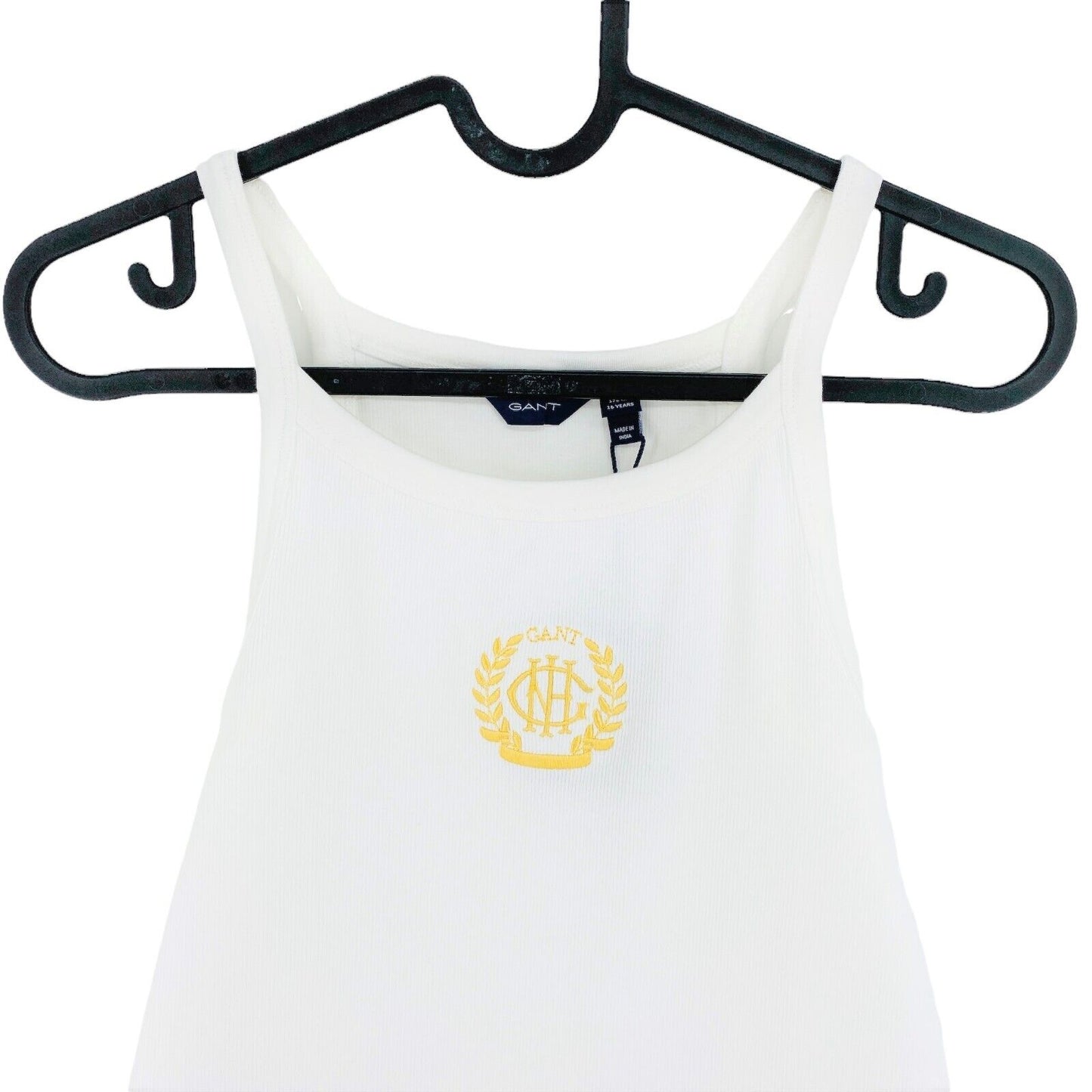 GANT Girls White Fitted Monogram Tank Top Size 15 Years 16 Years