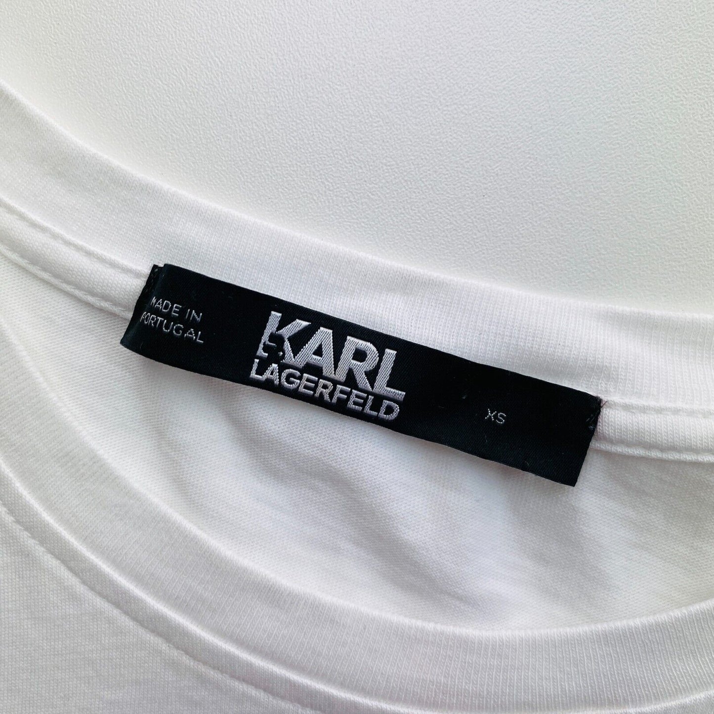 Karl Lagerfeld White Ikonik Karl & Choupette Crew Neck T Shirt Size XS