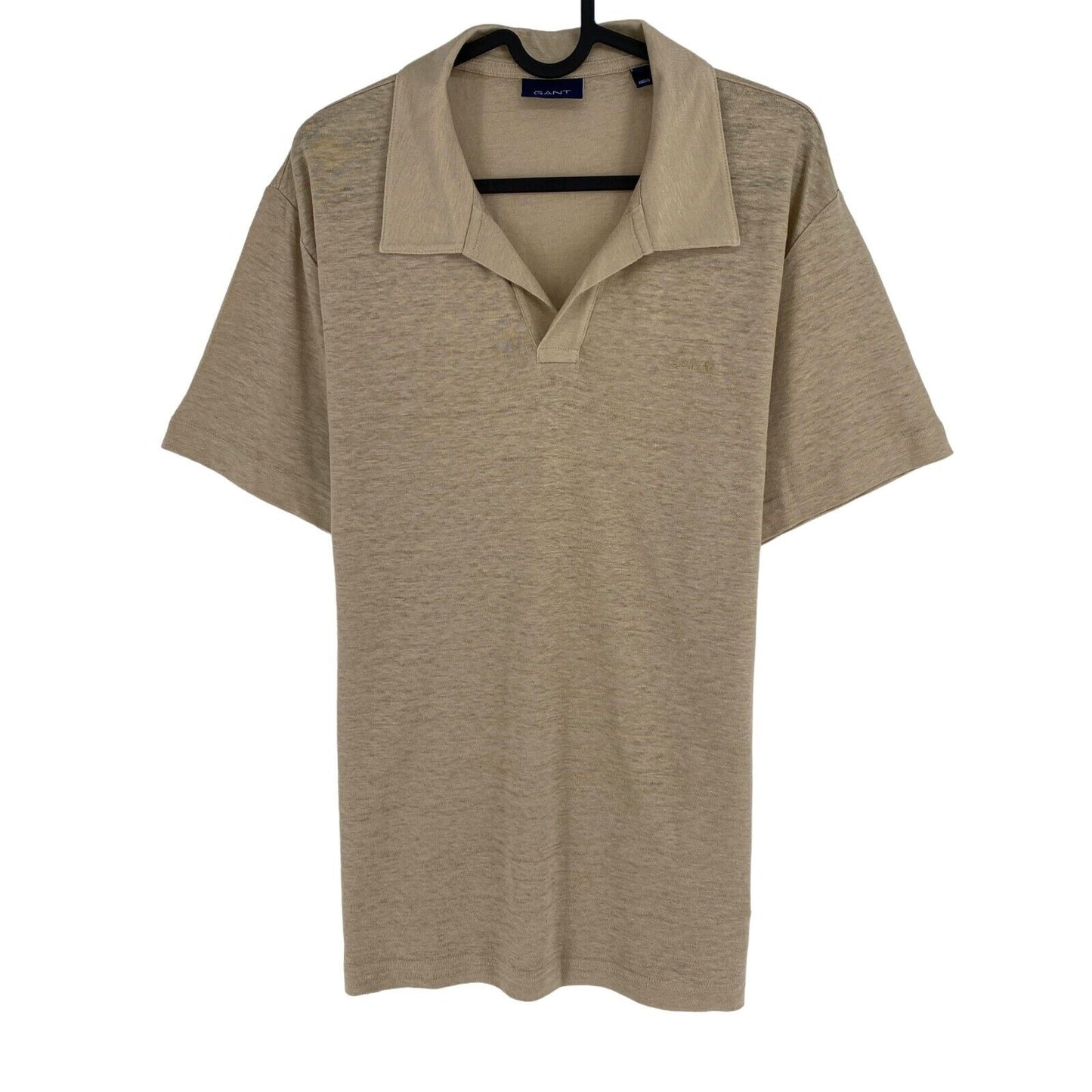 GANT Men Beige Linen Rugger Short Sleeves Polo Shirt Size M