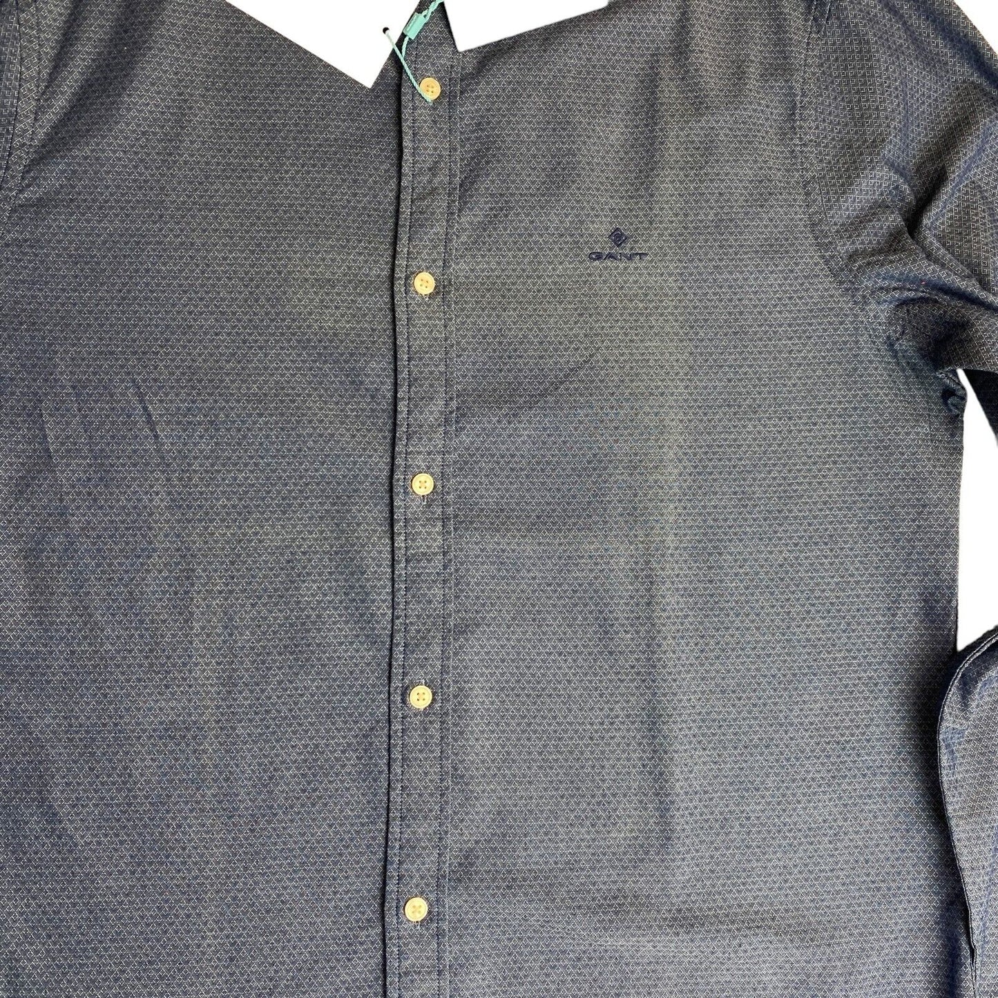 GANT Navy Blue Tech Prep Indigo Dobby Slim Fit Shirt Size XL 43/44 17.5