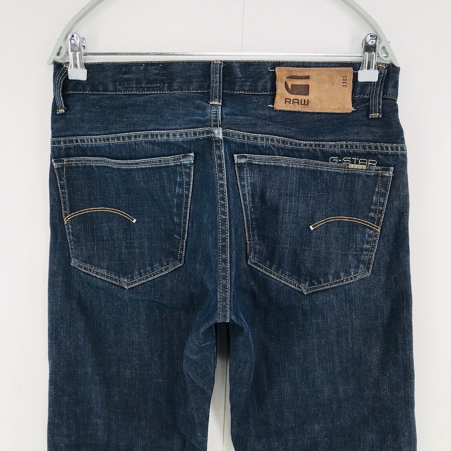 G-STAR RAW 3301 Dunkelblaue Jeans mit normaler gerader Passform, Größe W32 L34