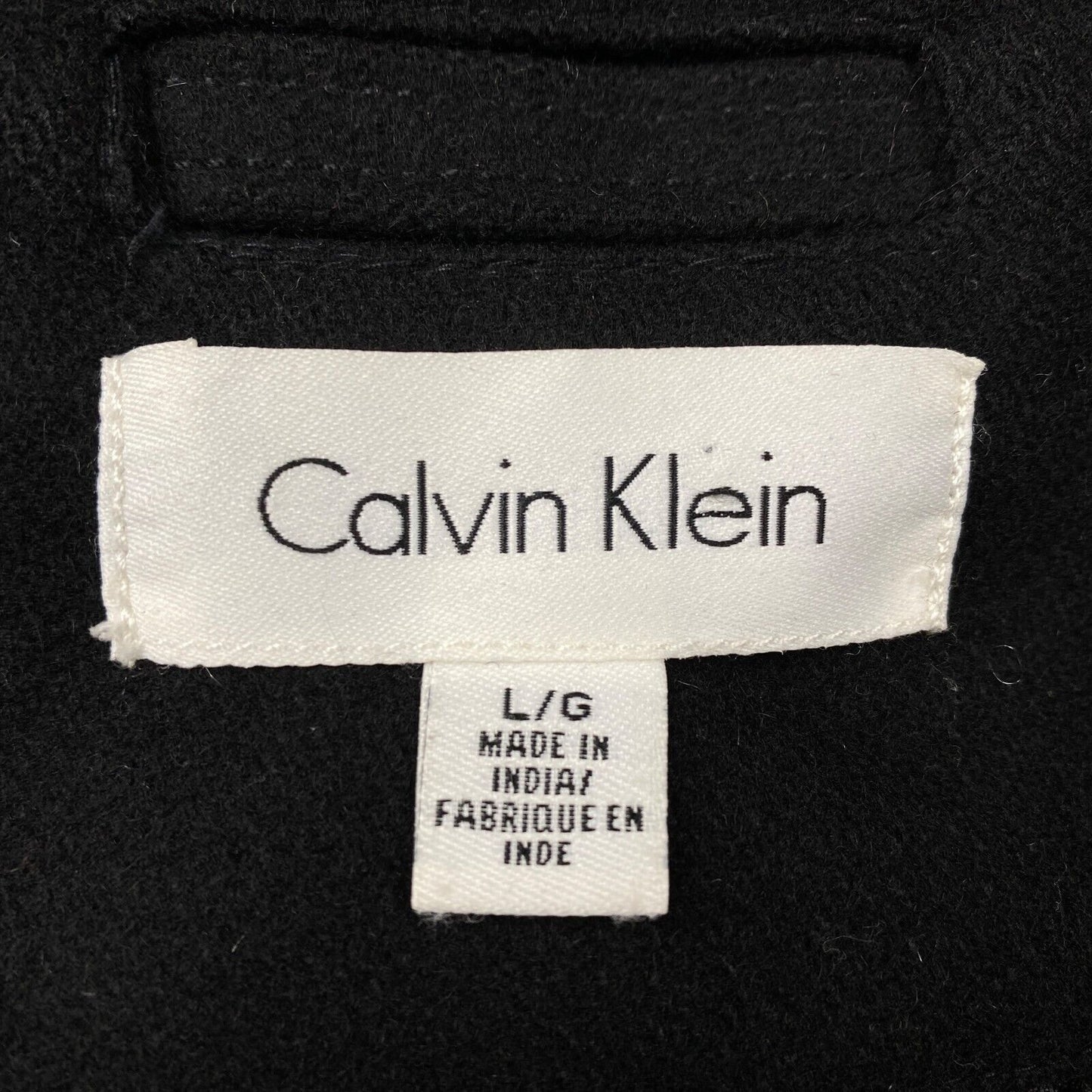 Calvin Klein Black Wool Blend Over Coat Size L